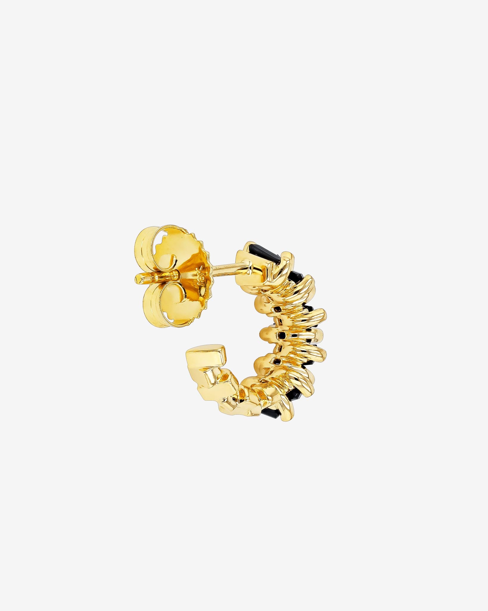 Suzanne Kalan Bold ZigZag Black Sapphire Mini Hoops in 18k yellow gold