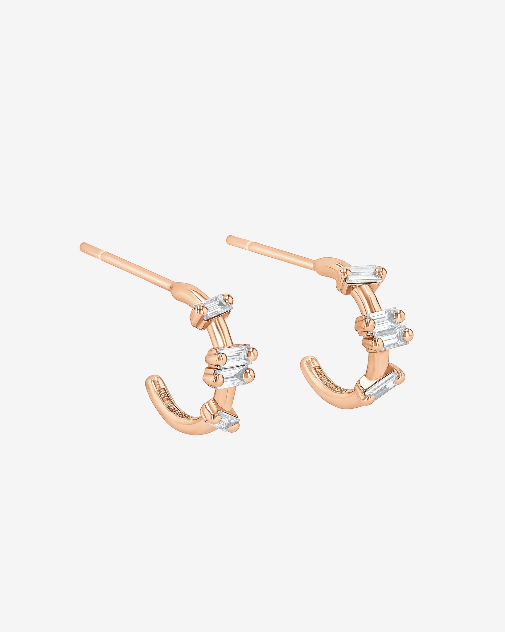 Suzanne Kalan Bold Diamond Barbwire Mini Hoops in 18k rose gold