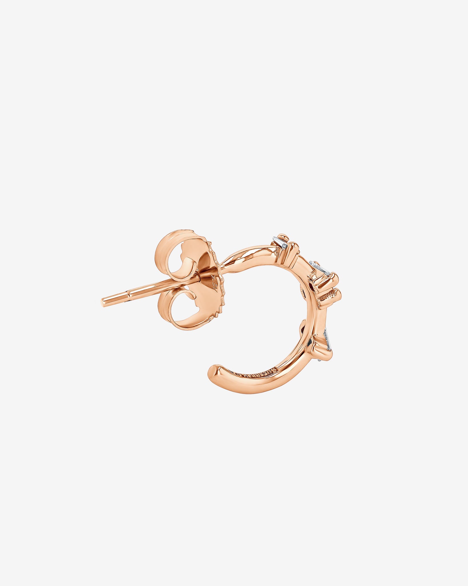 Suzanne Kalan Bold Diamond Barbwire Mini Hoops in 18k rose gold