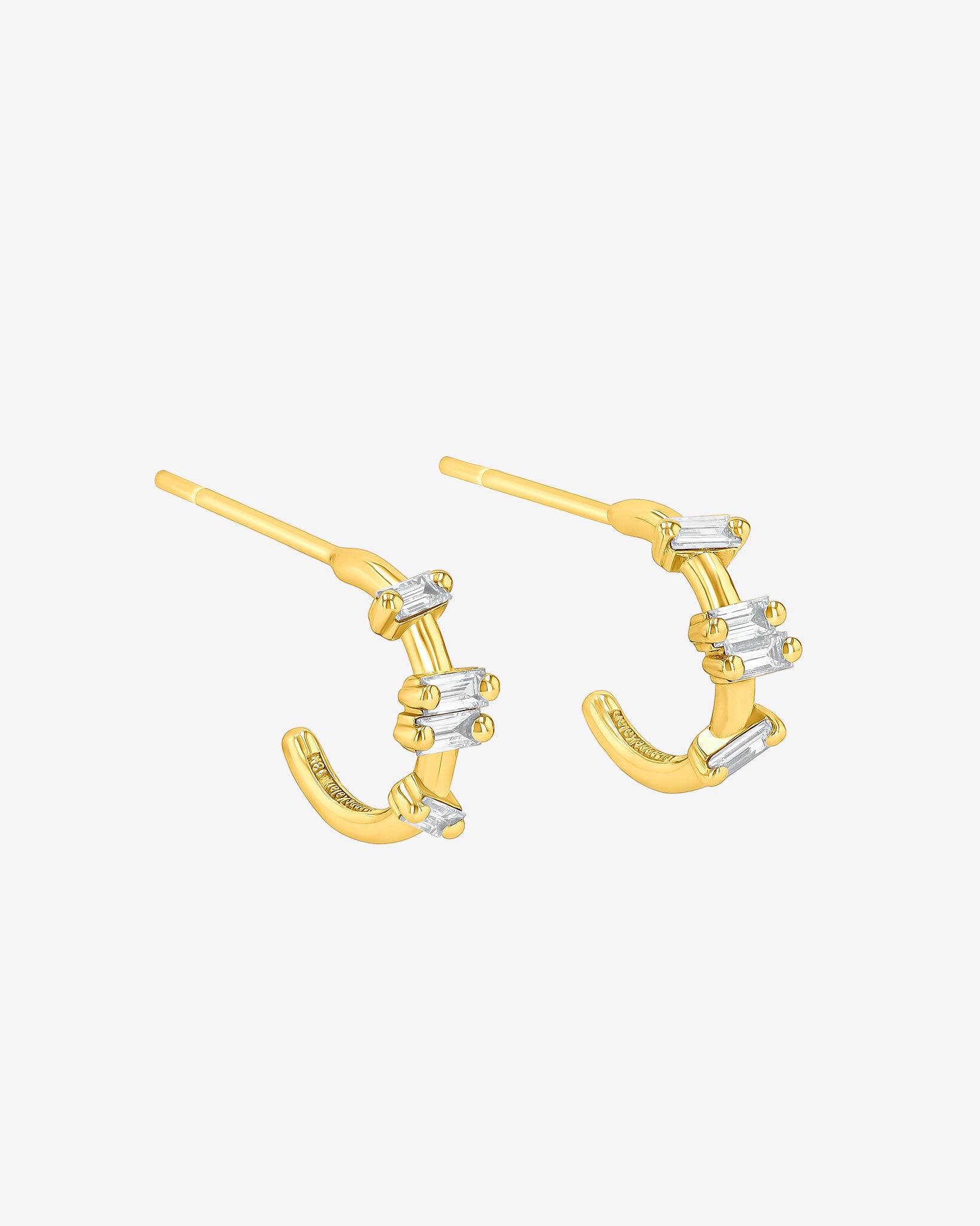 Suzanne Kalan Bold Diamond Barbwire Mini Hoops in 18k yellow gold