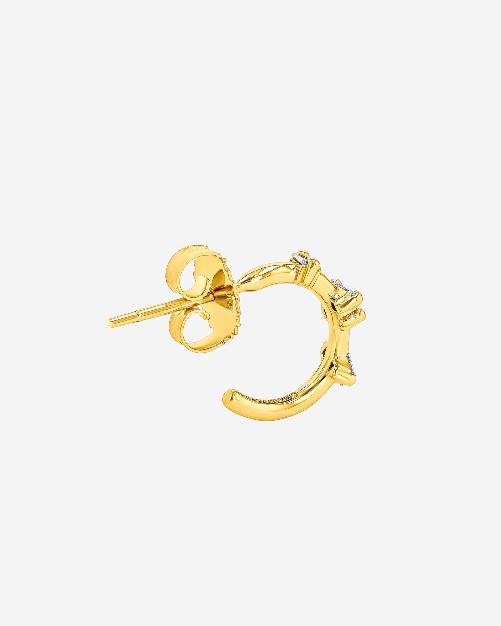 Suzanne Kalan Bold Diamond Barbwire Mini Hoops in 18k yellow gold