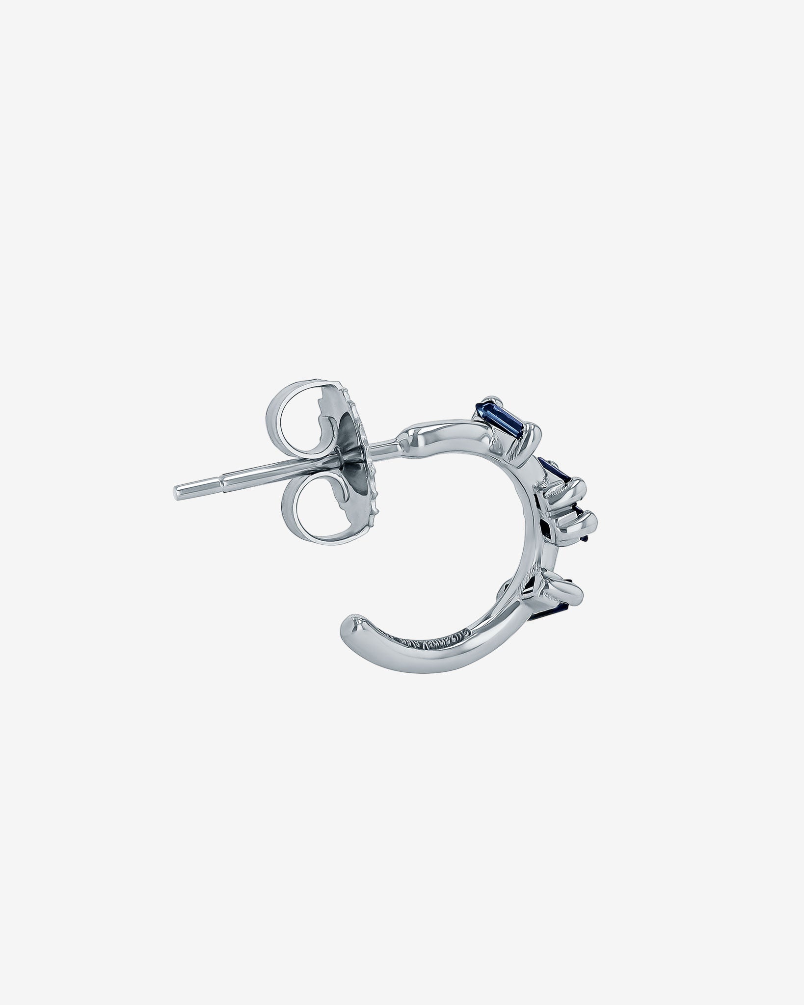 Suzanne Kalan Bold Dark Blue Sapphire Barbwire Mini Hoops in 18k white gold