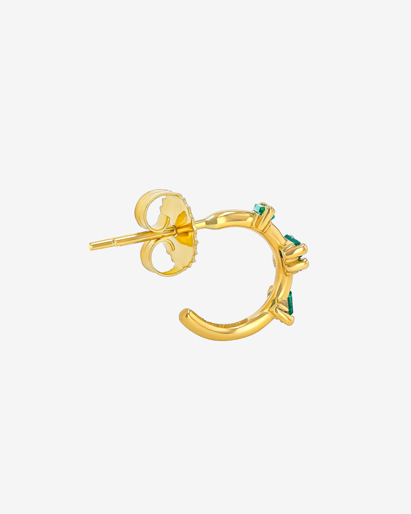 Suzanne Kalan Bold Emerald Barbwire Mini Hoops in 18k yellow gold