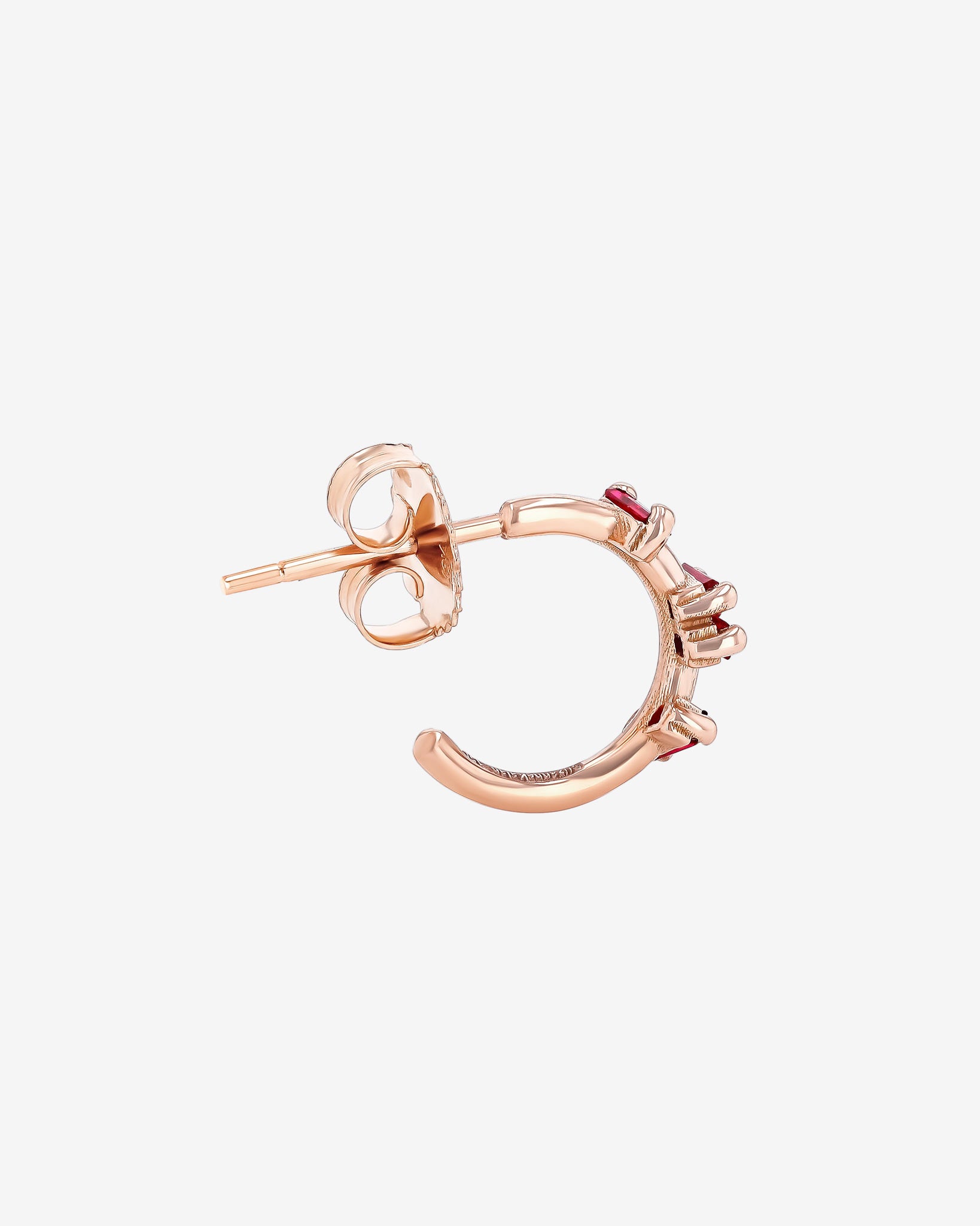 Suzanne Kalan Bold Ruby Barbwire Mini Hoops in 18k rose gold