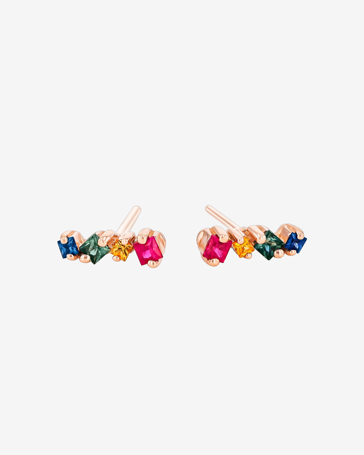 Suzanne Kalan Golden Rainbow Sapphire Mini Studs in 18k rose gold