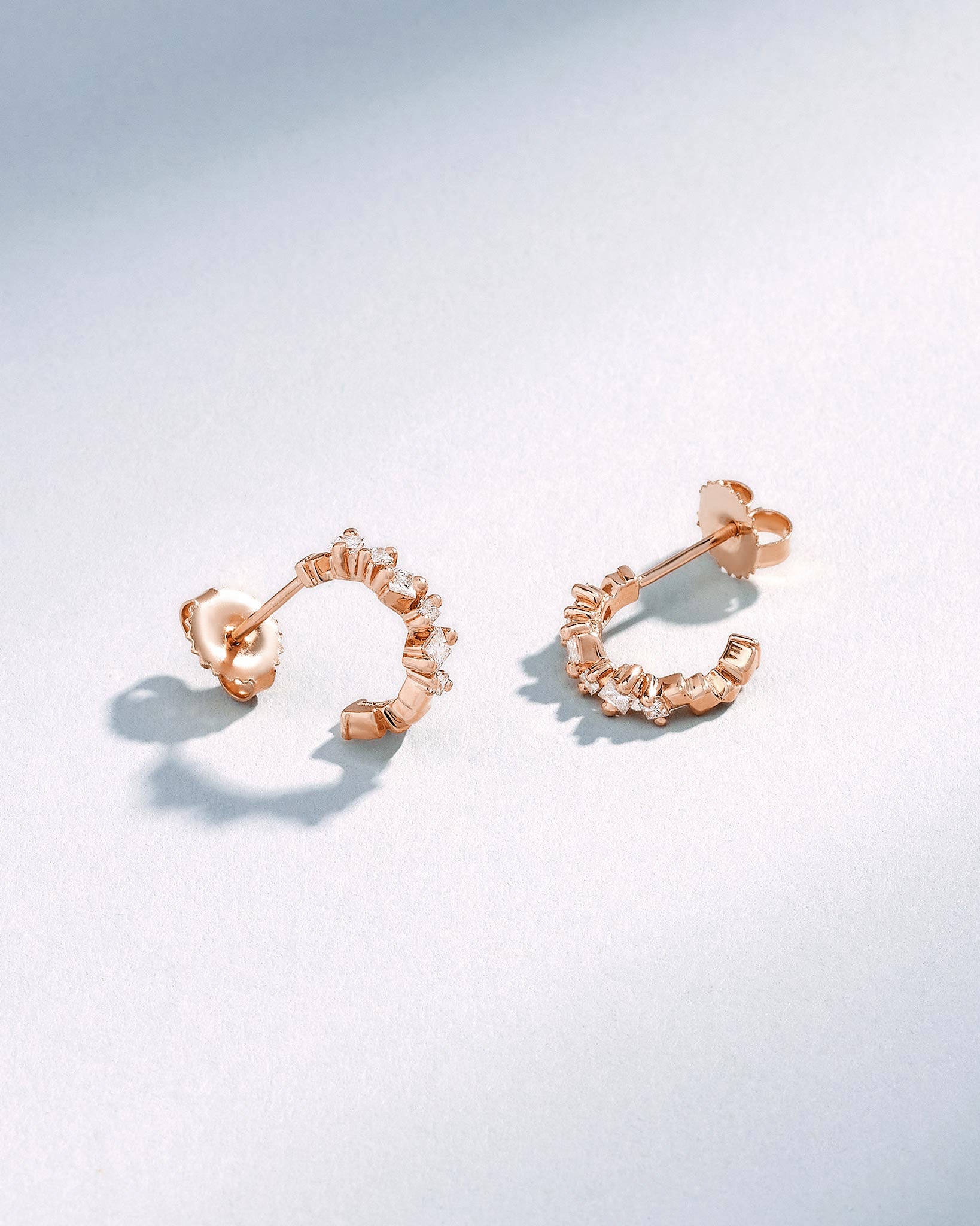 Suzanne Kalan Golden Diamond Mini Hoops in 18k rose gold