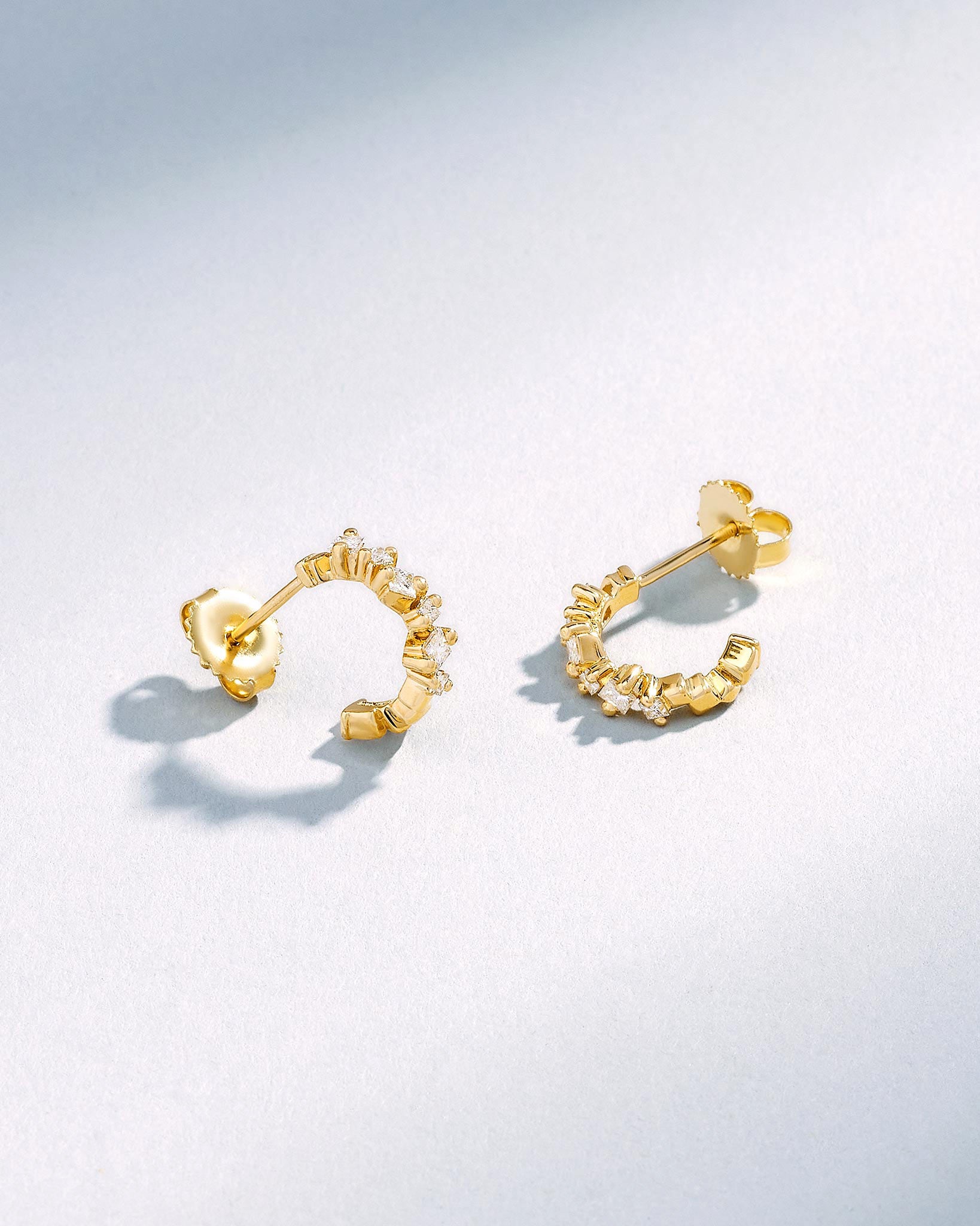 Suzanne Kalan Golden Diamond Mini Hoops in 18k yellow gold