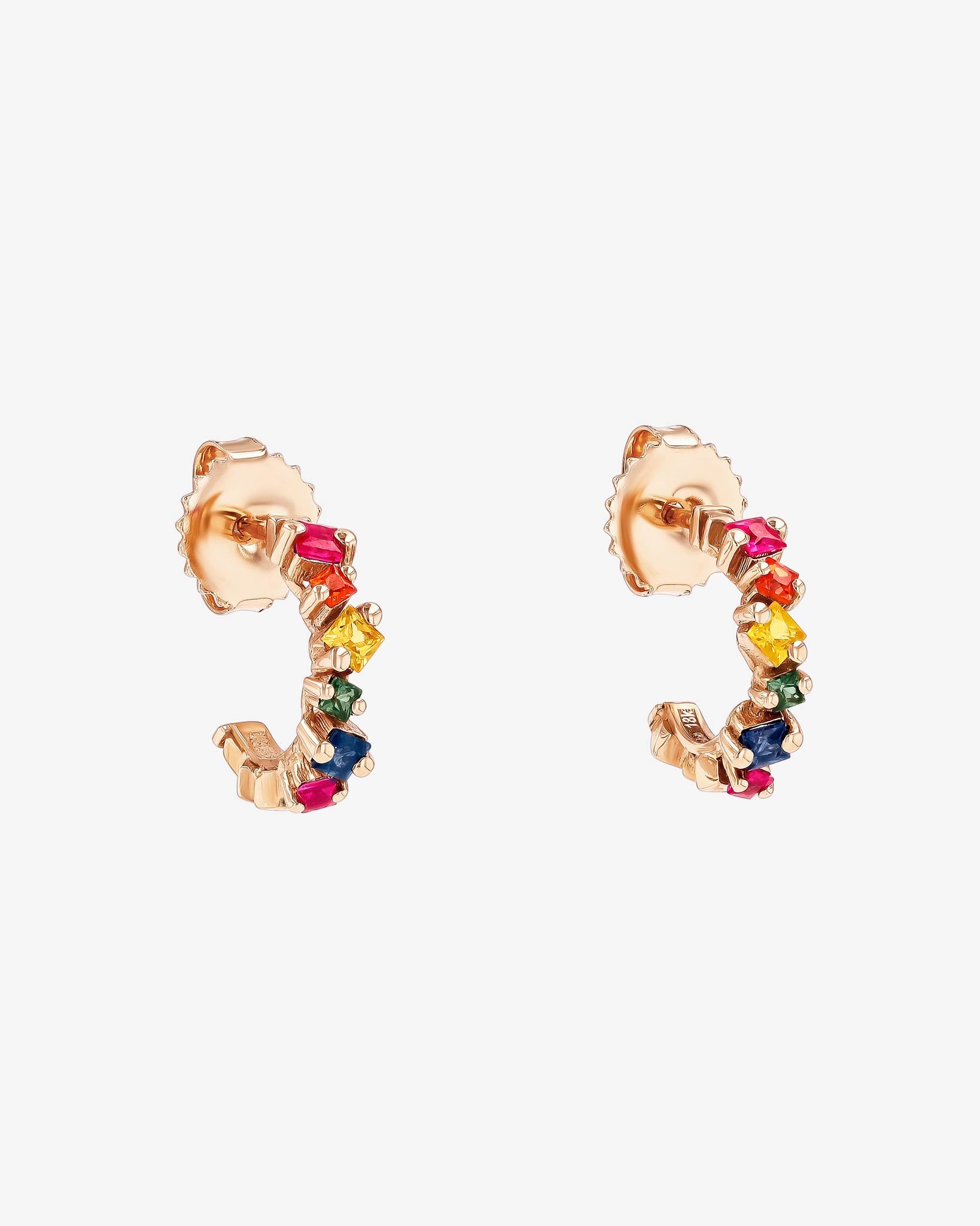 Suzanne Kalan Golden Rainbow Sapphire Mini Hoops in 18k rose gold