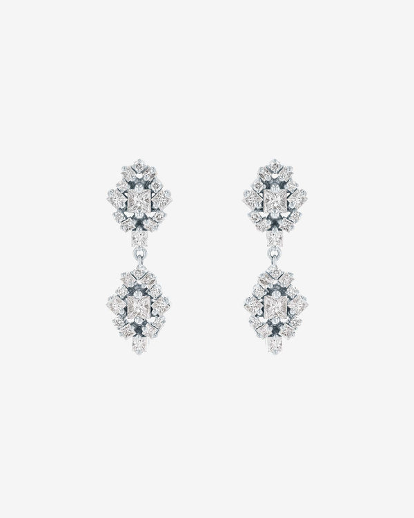 Suzanne Kalan La Fantaisie Double Star Diamond Drop Earrings 18k white gold