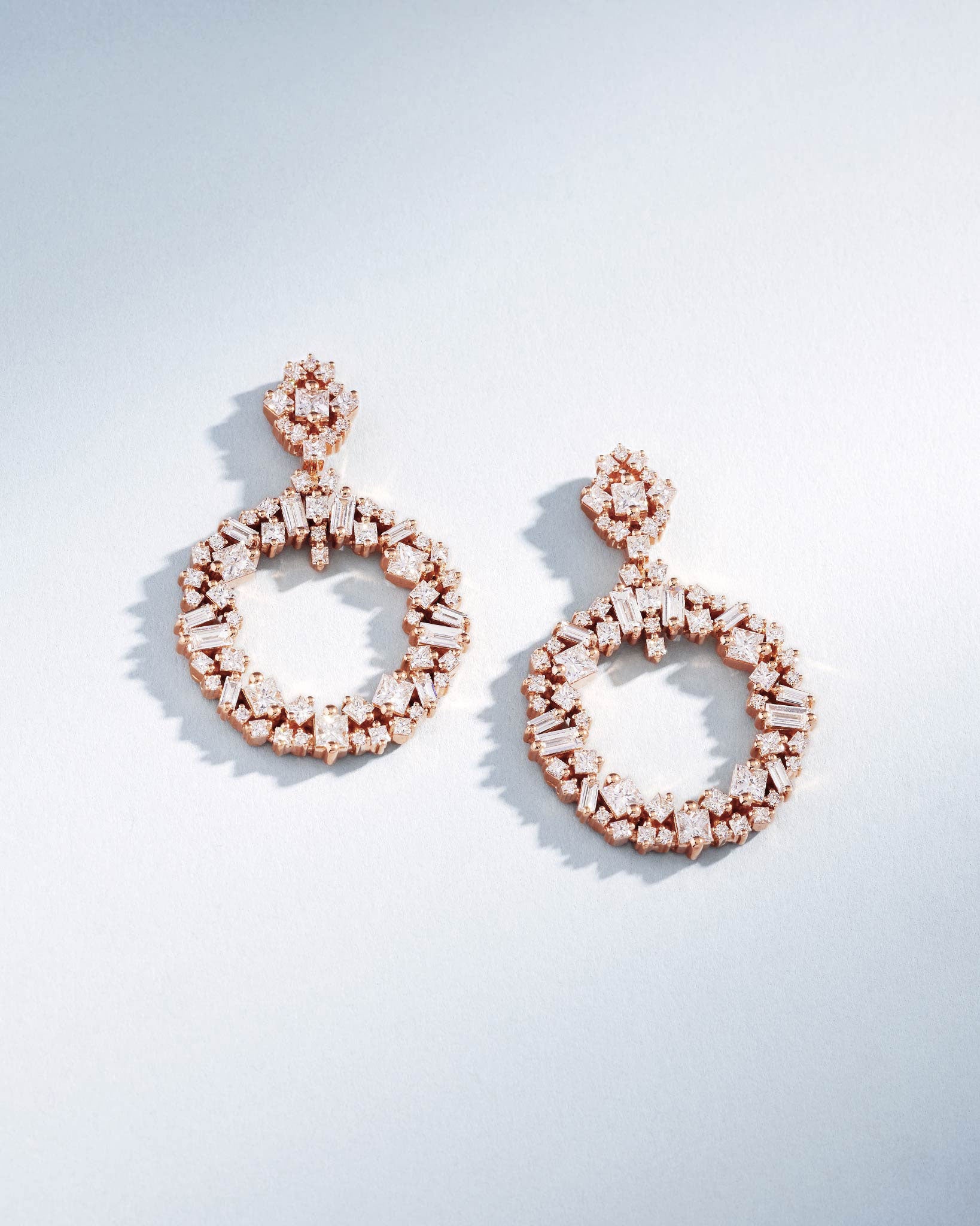 Suzanne Kalan La Fantaisie Eclipse Diamond Drop Earrings in 18k rose gold