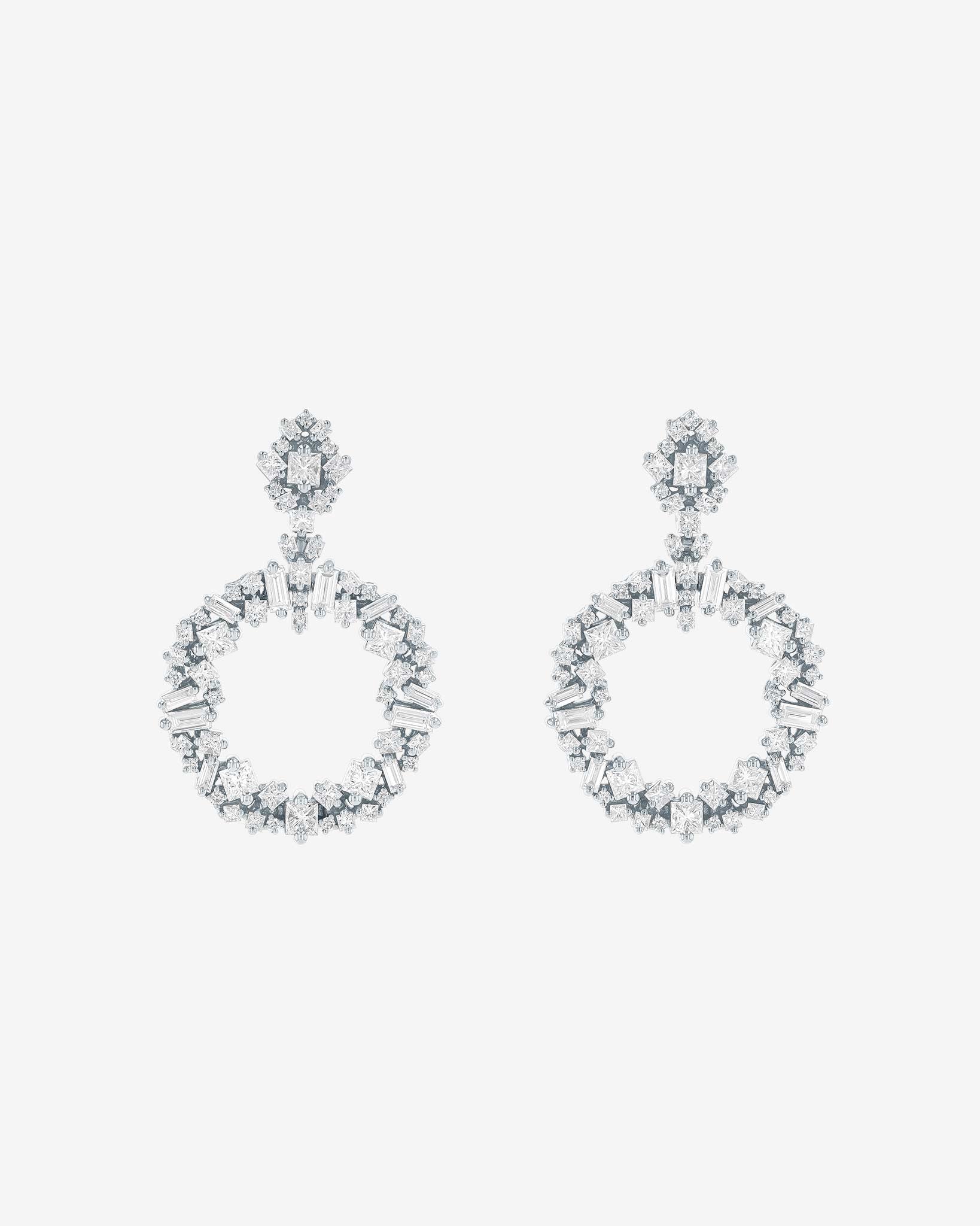 Suzanne Kalan La Fantaisie Eclipse Diamond Drop Earrings in 18k white gold