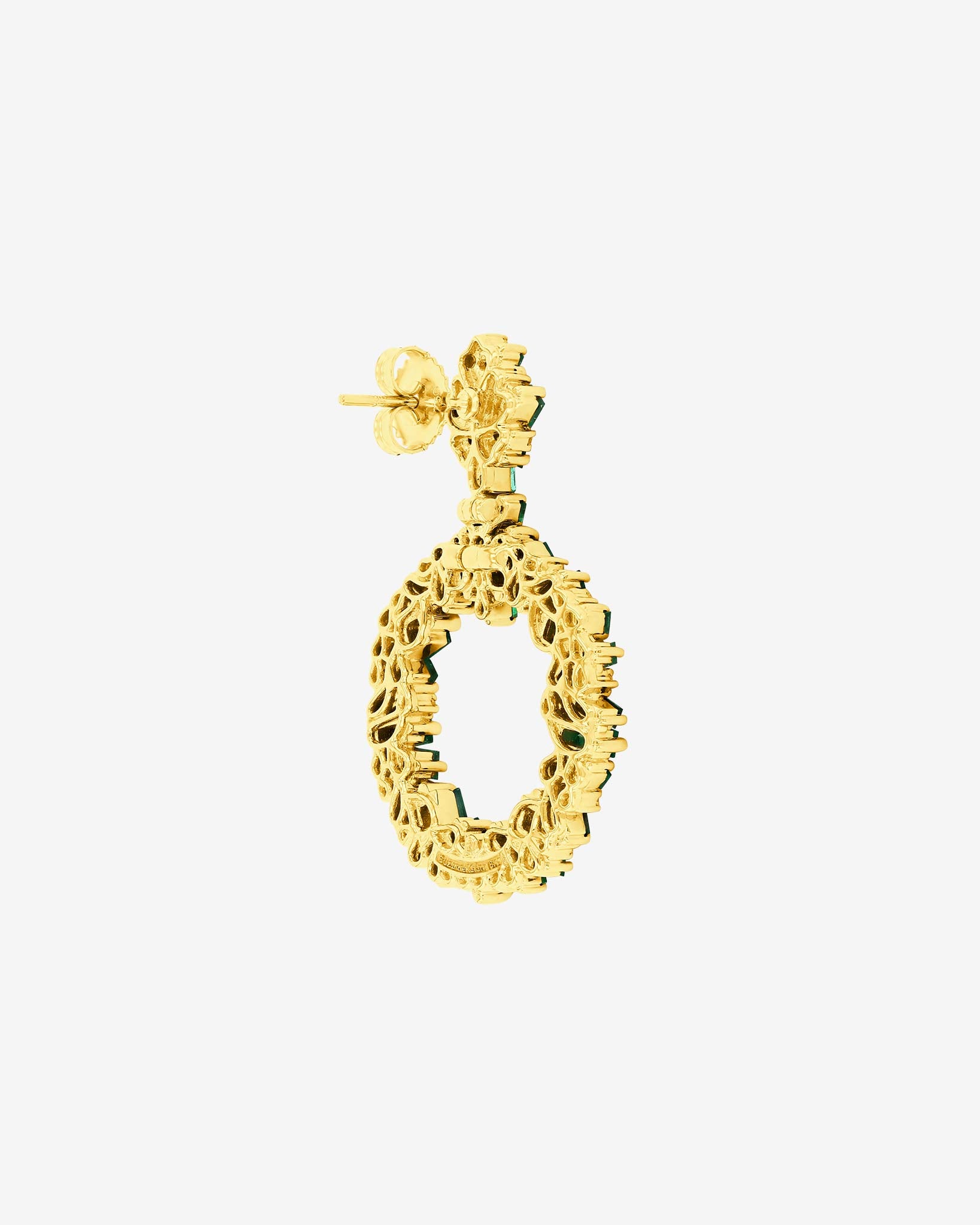 Suzanne Kalan La Fantaisie Eclipse Emerald Drop Earrings in 18k yellow gold