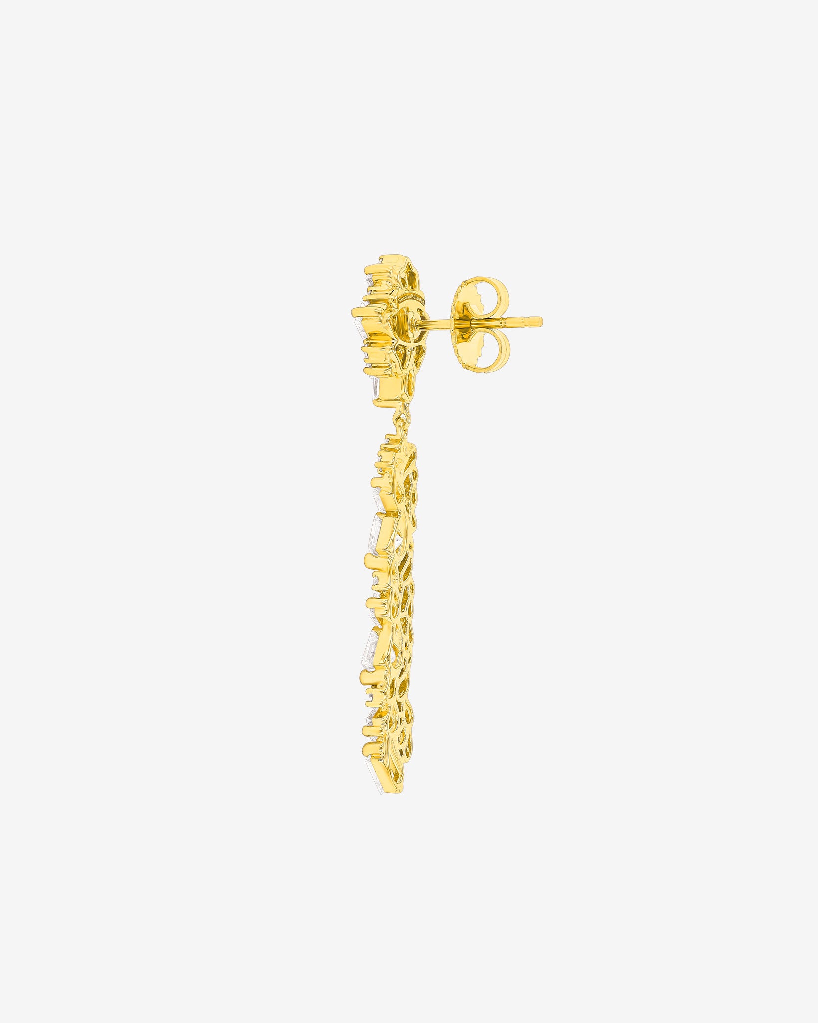 Suzanne Kalan La Fantaisie Sunbeam Diamond Drop Earrings in 18k yellow gold