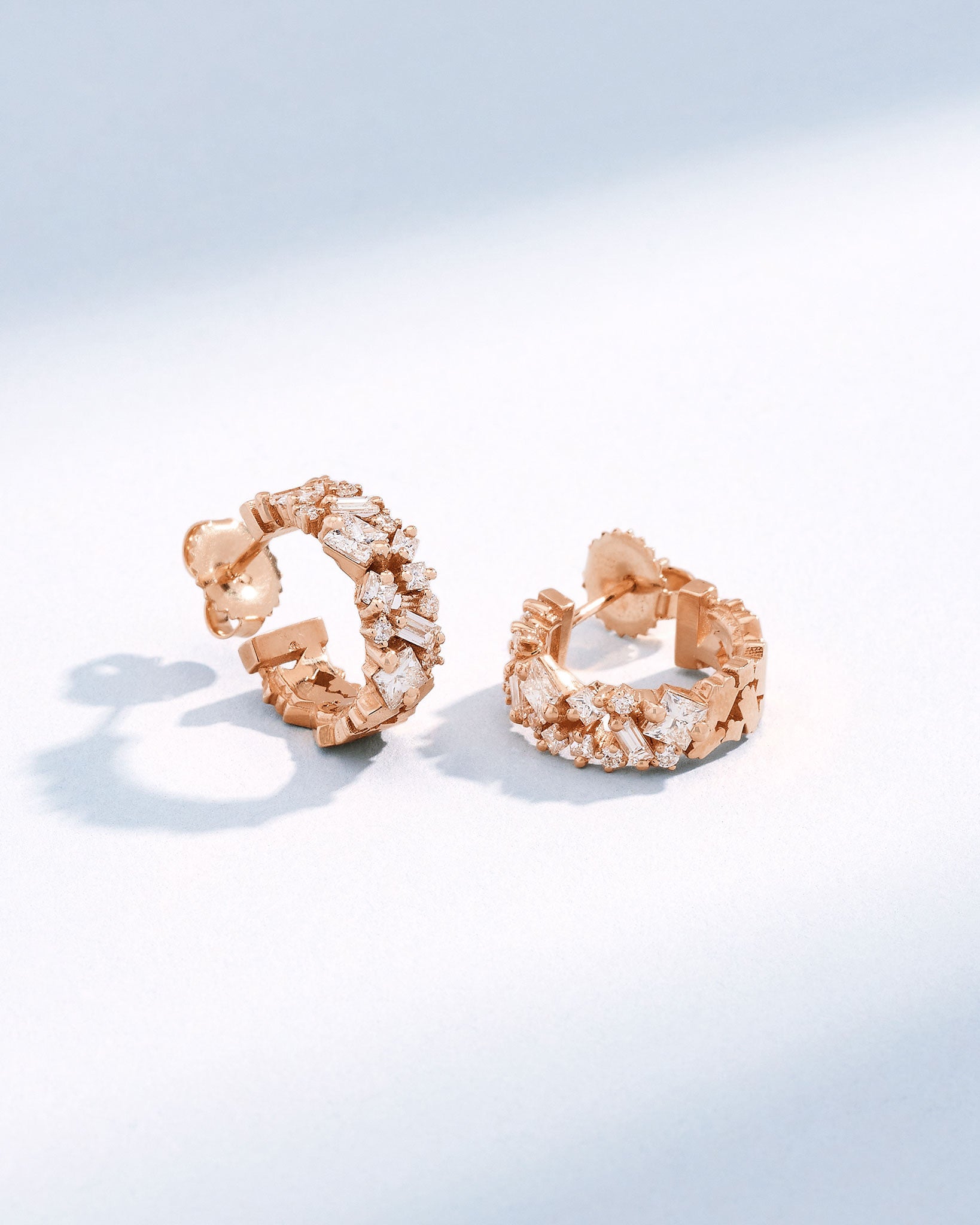 Suzanne Kalan La Fantaisie Diamond Mini Hoops in 18k rose gold