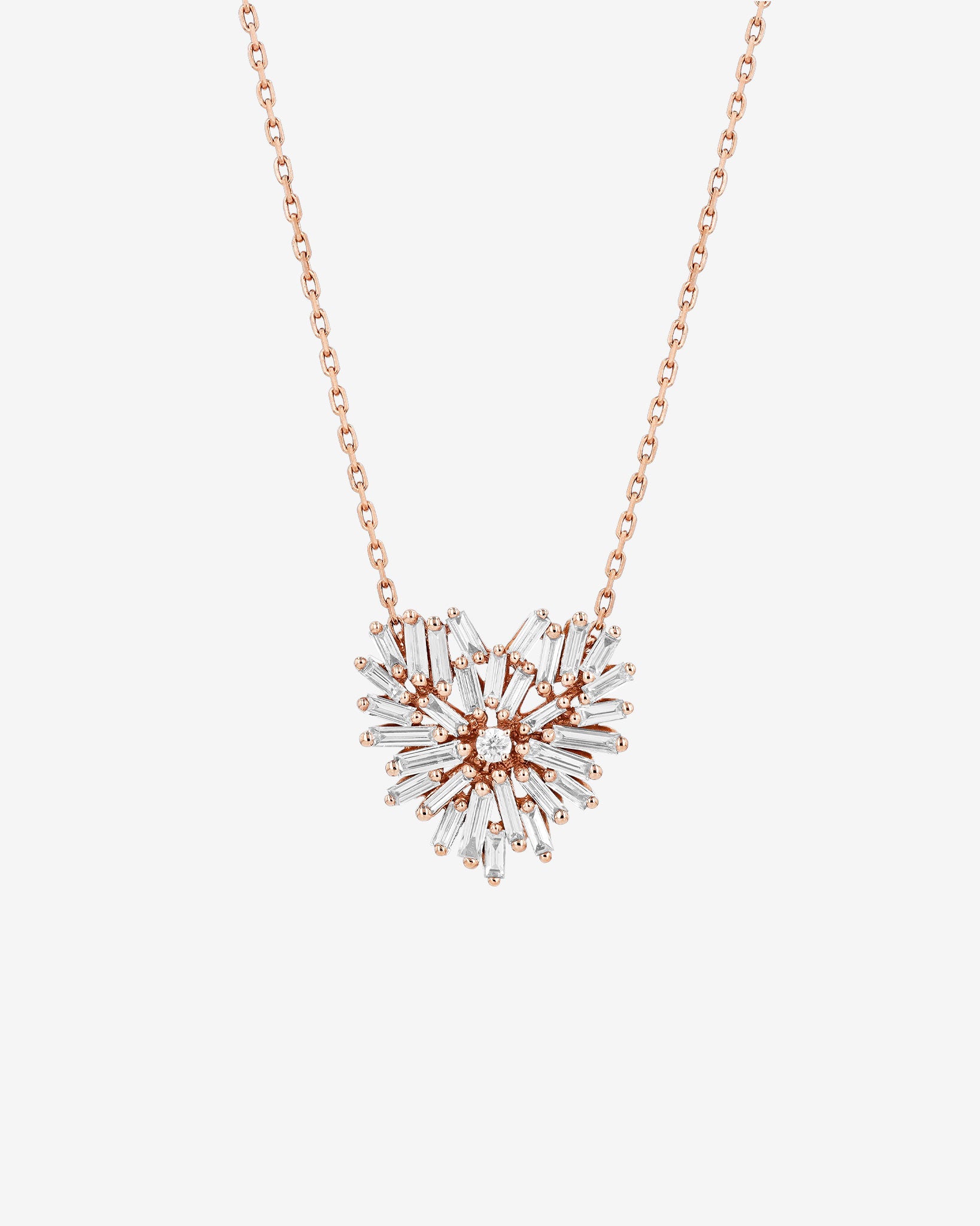 Suzanne Kalan Classic Diamond Small Heart Necklace in 18k rose gold