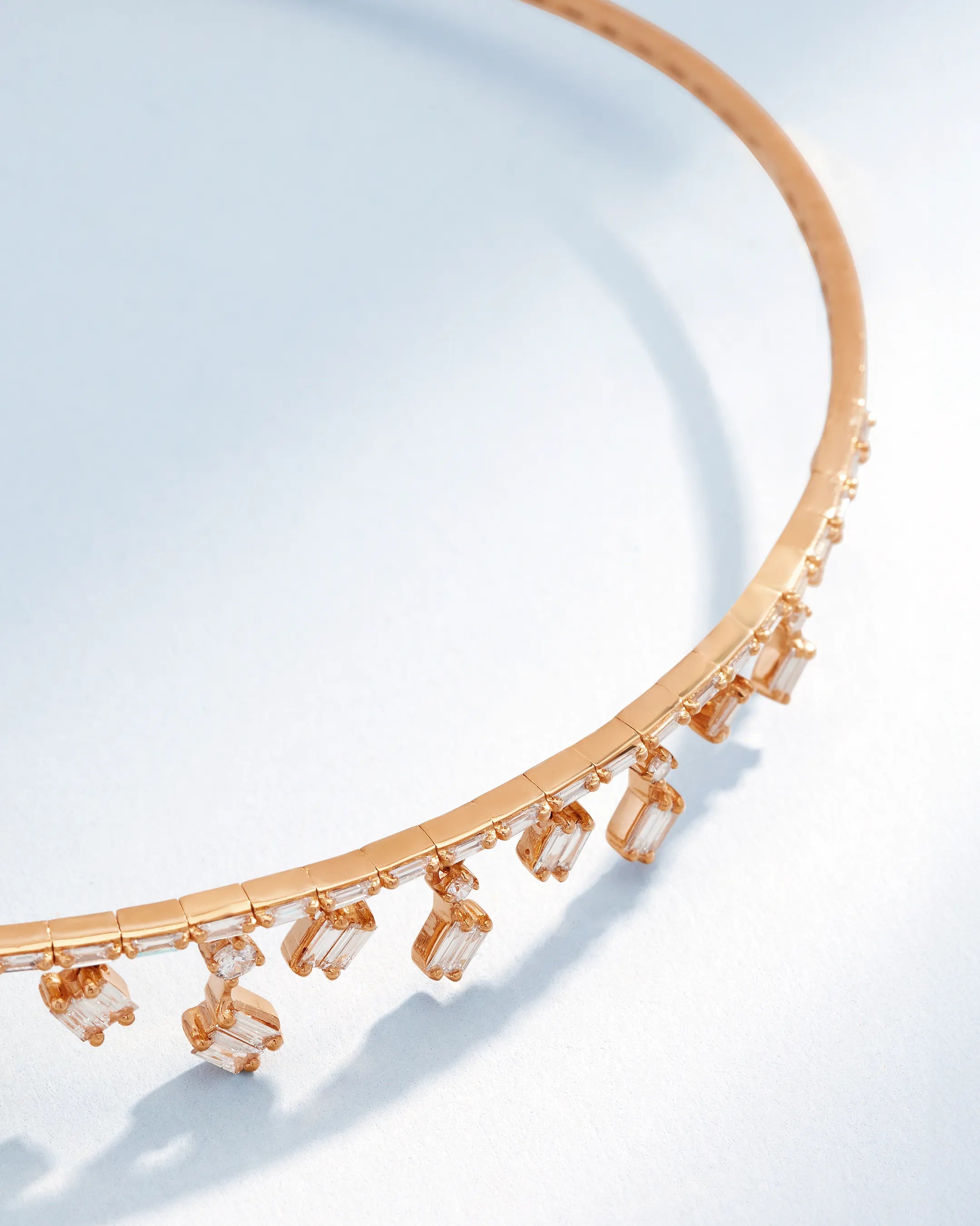 Suzanne Kalan Classic Diamond Thin Dangle Choker in 18k rose gold