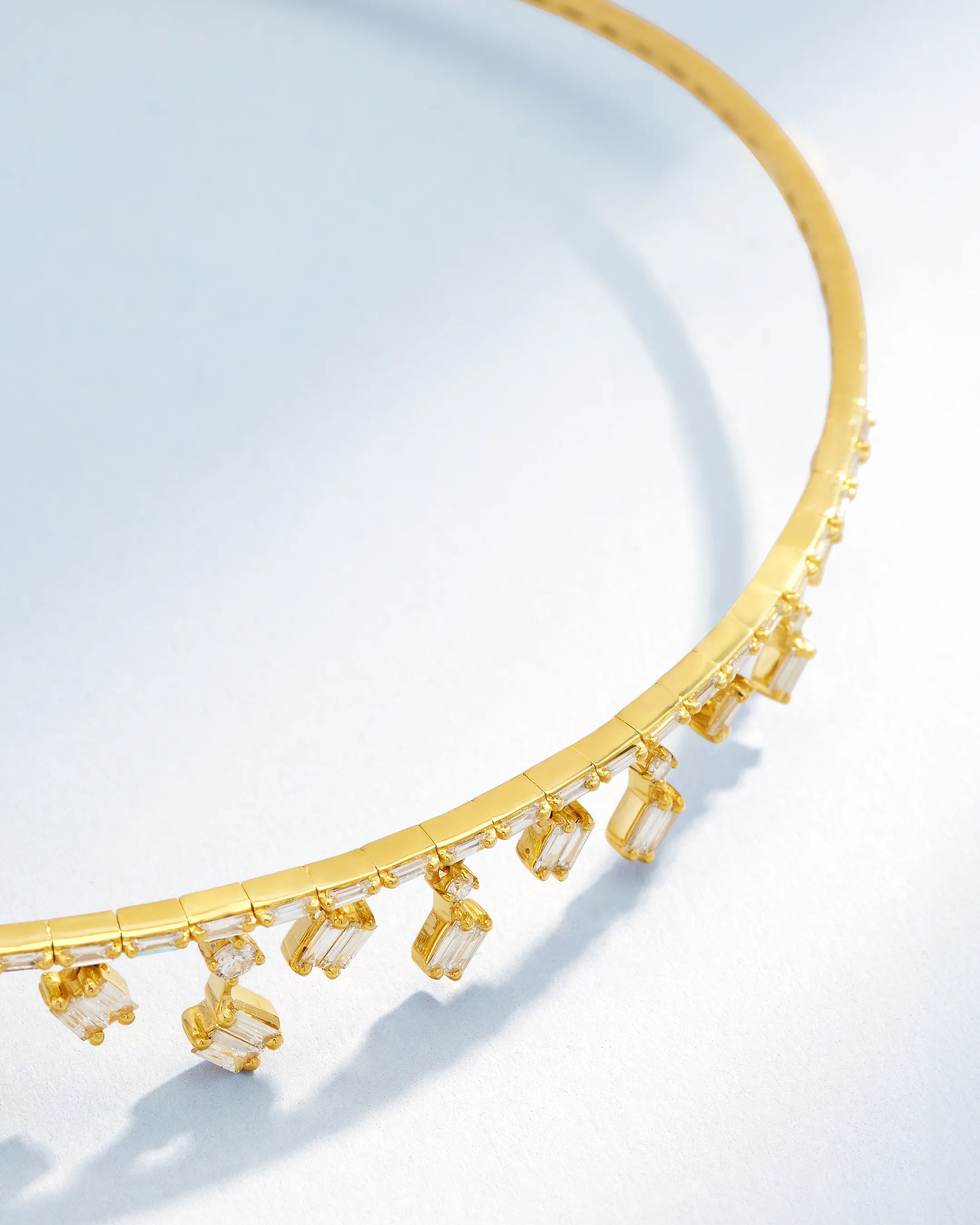 Suzanne Kalan Classic Diamond Thin Dangle Choker in 18k yellow gold