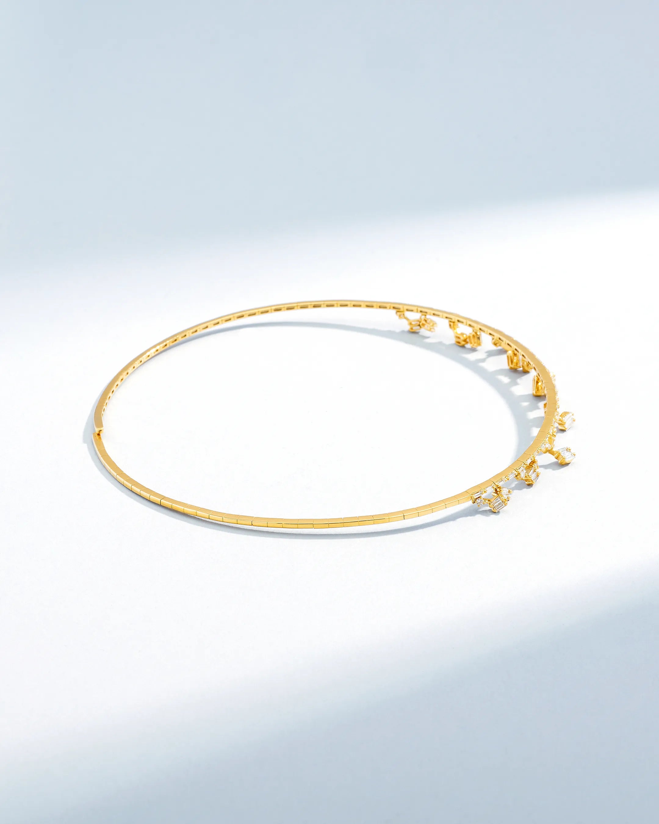 Suzanne Kalan Classic Diamond Thin Dangle Choker in 18k yellow gold