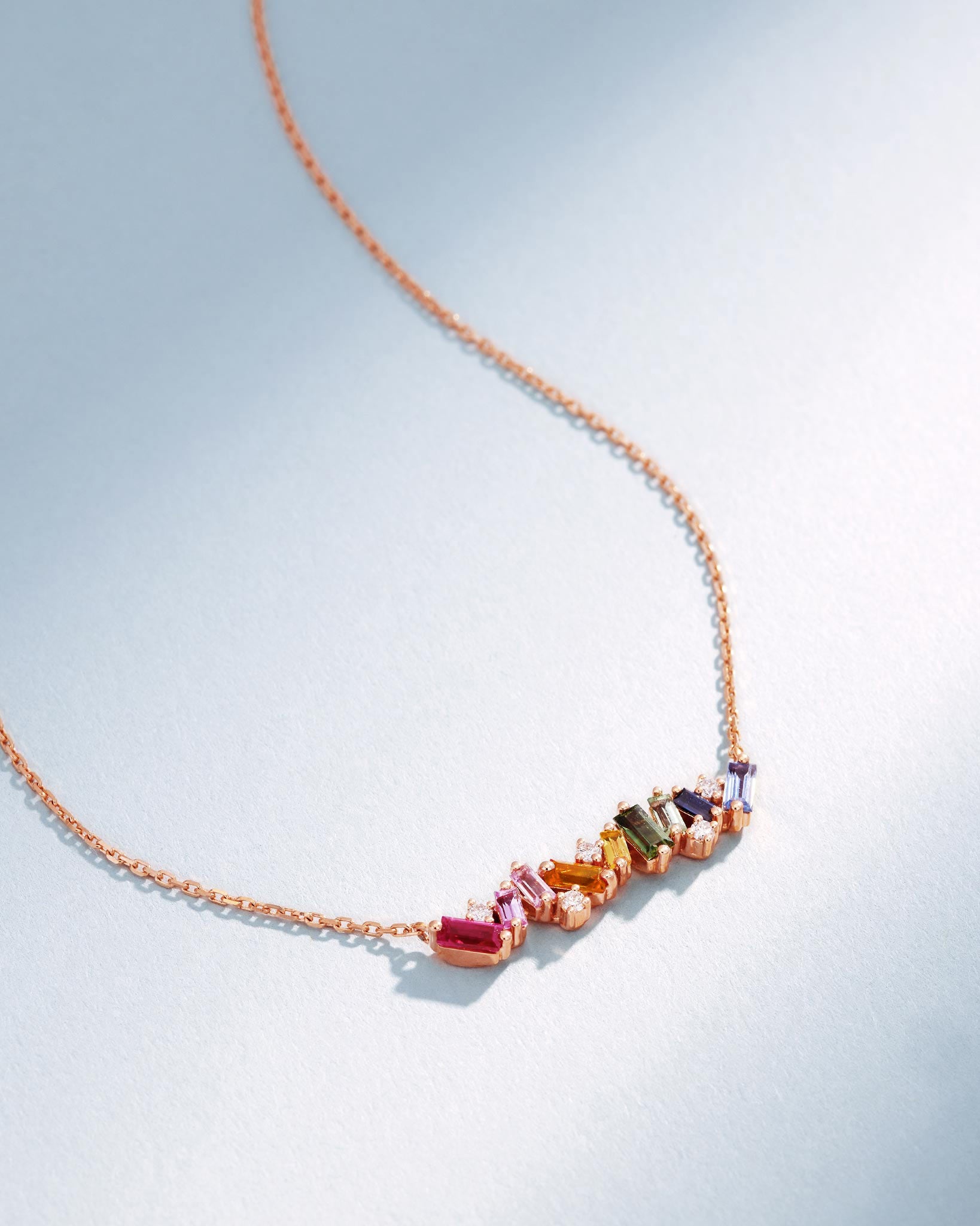 Suzanne Kalan Frenzy Rainbow Sapphire Pendant in 18k rose gold