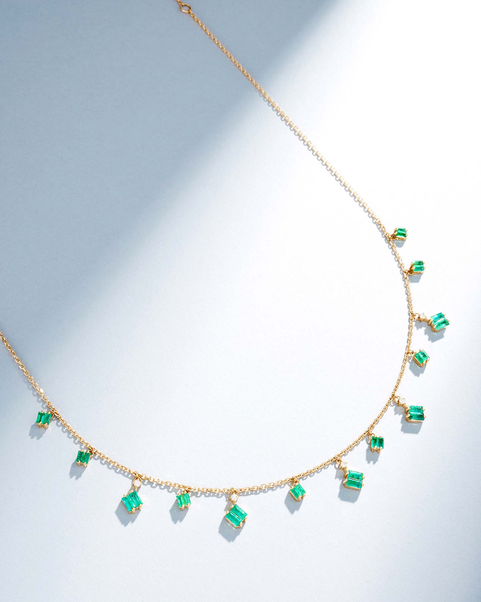 Suzanne Kalan Bold Emerald Cascade Necklace in 18k yellow gold