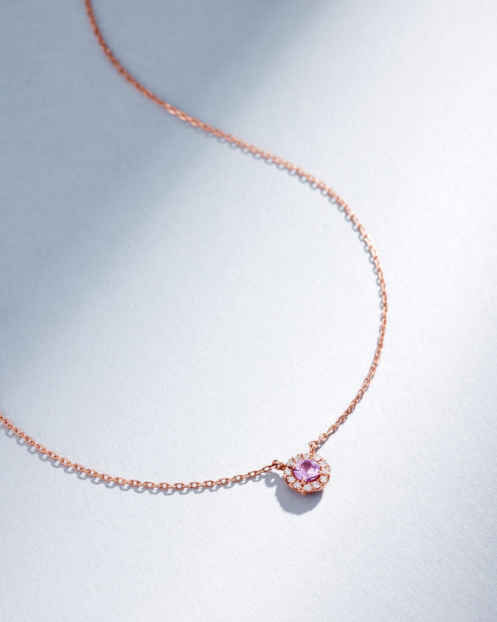 Suzanne Kalan Bold Pink Sapphire Mini Round Pavé Pendant in 18k rose gold