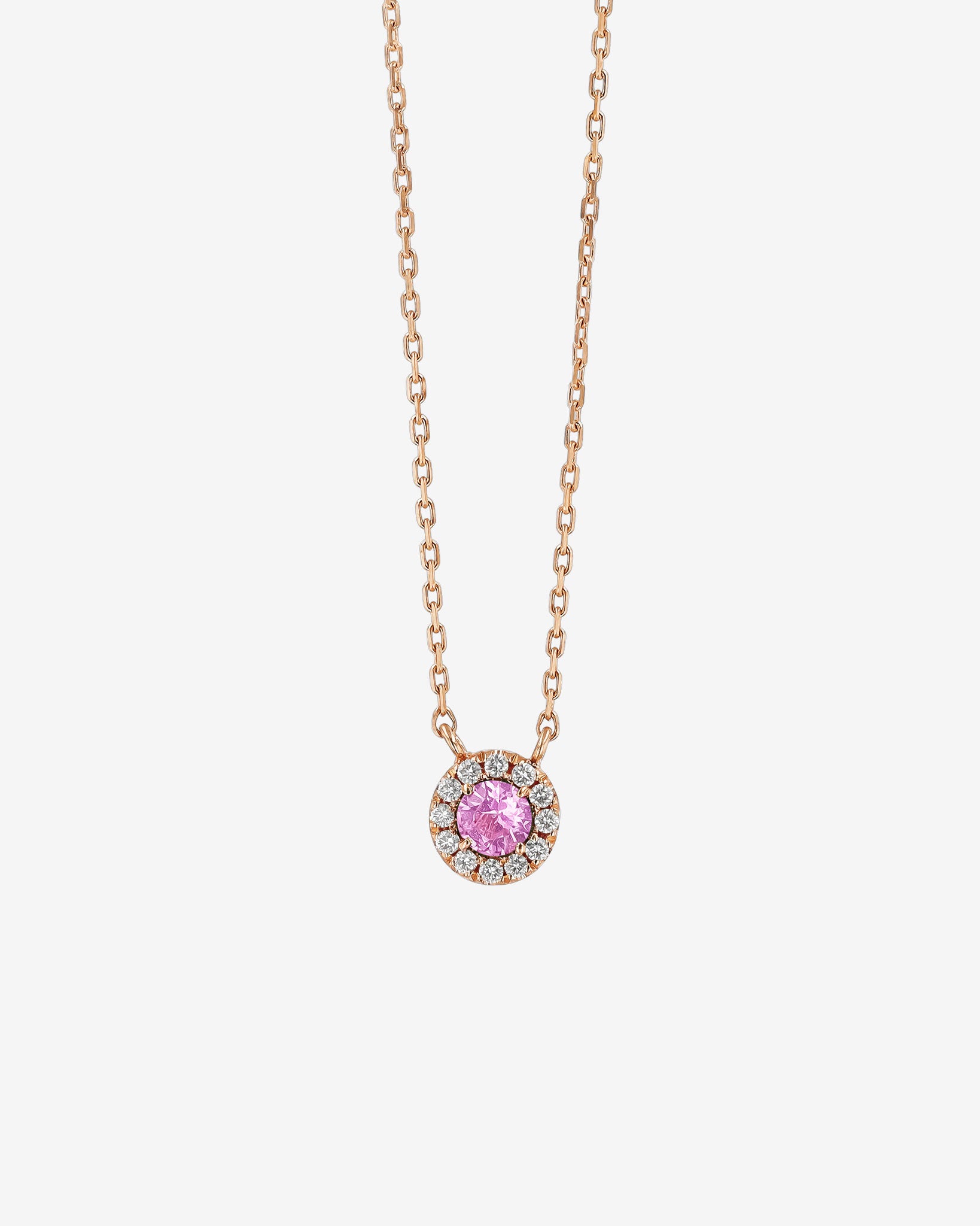 Suzanne Kalan Bold Pink Sapphire Mini Round Pavé Pendant in 18k rose gold