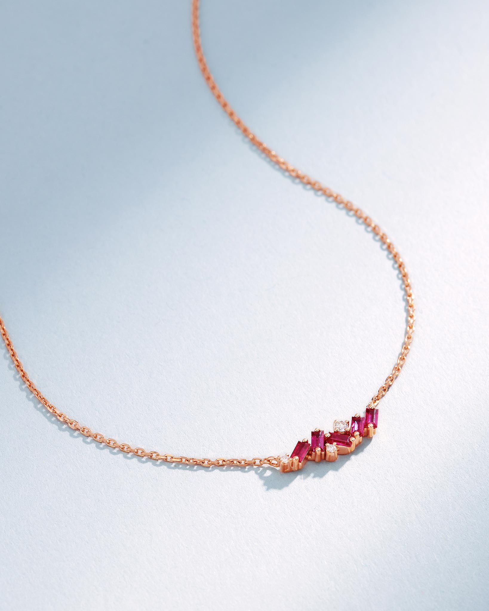 Suzanne Kalan Frenzy Ruby Mini Bar Pendant in 18k rose gold