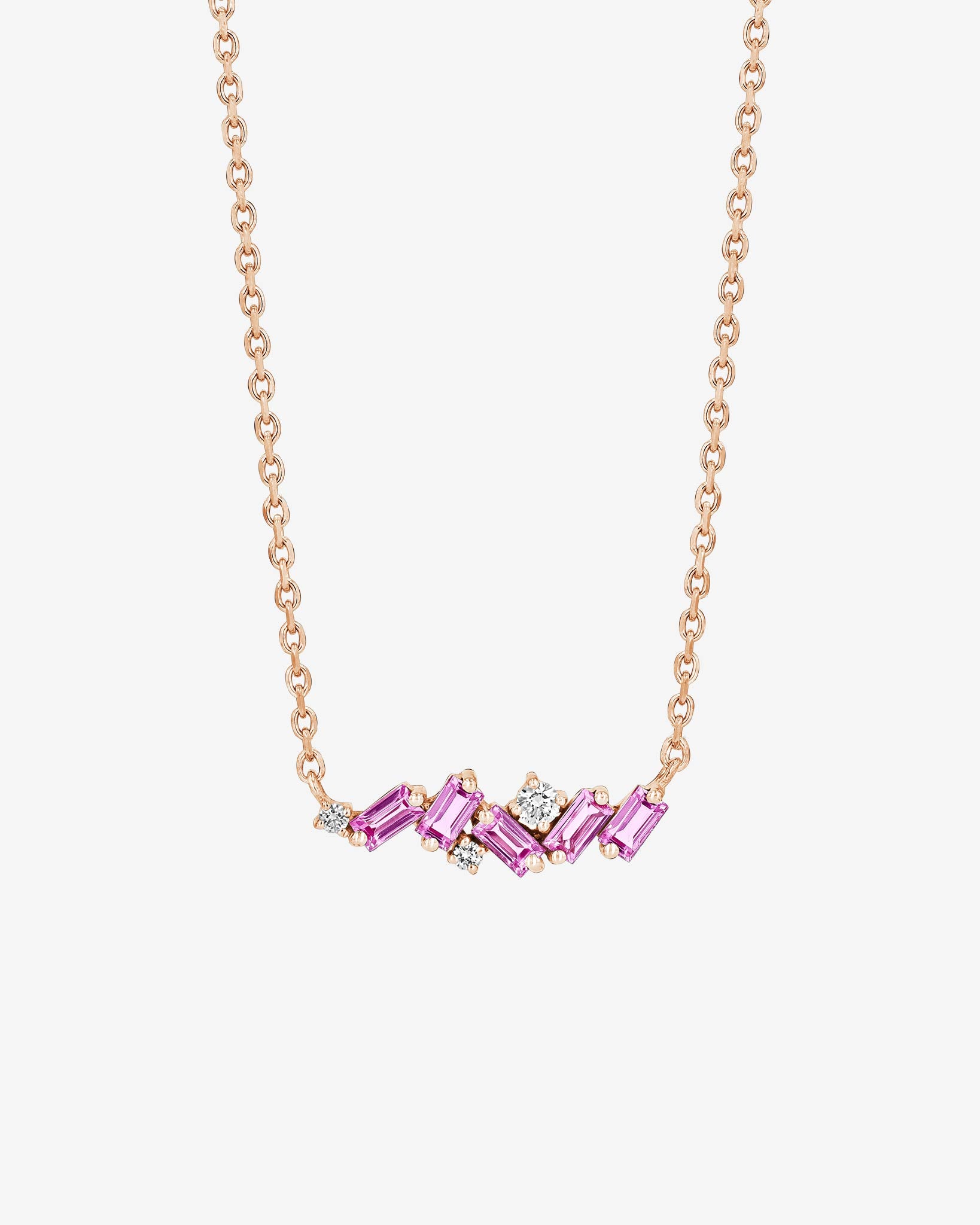 Suzanne Kalan Frenzy Pink Sapphire Mini Bar Pendant in 18k rose gold