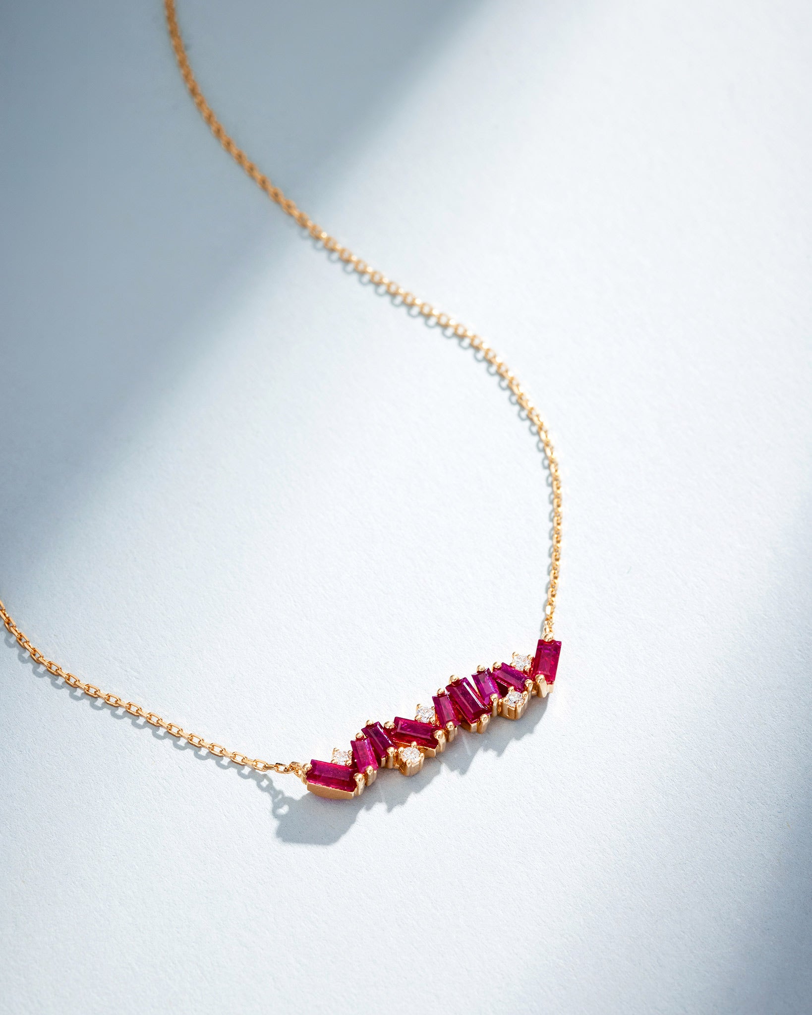 Suzanne Kalan Frenzy Ruby Bar Pendant in 18k yellow gold