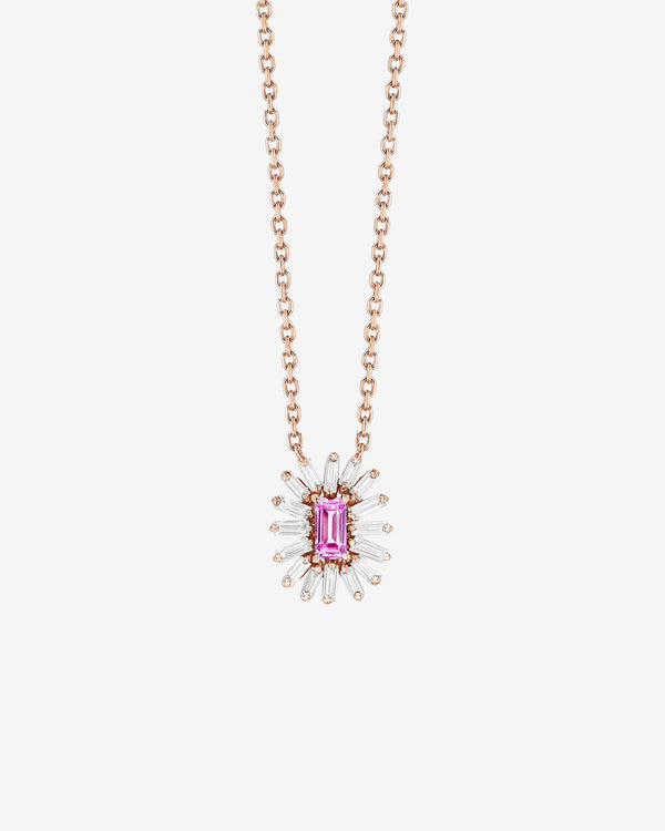 Heart Cut Natural Pink Sapphire Pendant Necklace in Genuine 14k yellow gold  (SSP-5101)