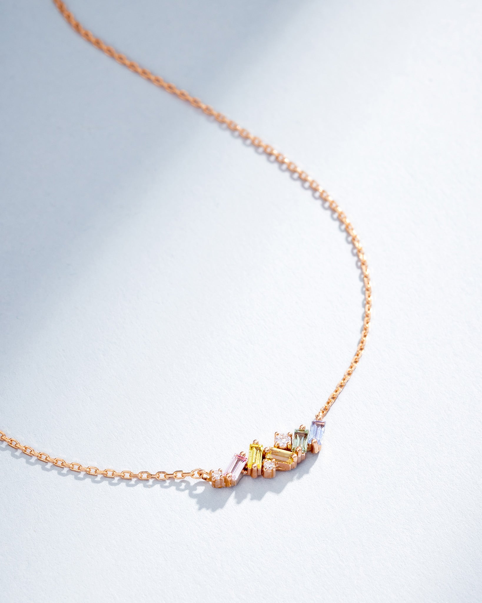 Suzanne Kalan Frenzy Pastel Sapphire Mini Bar Pendant in 18k rose gold