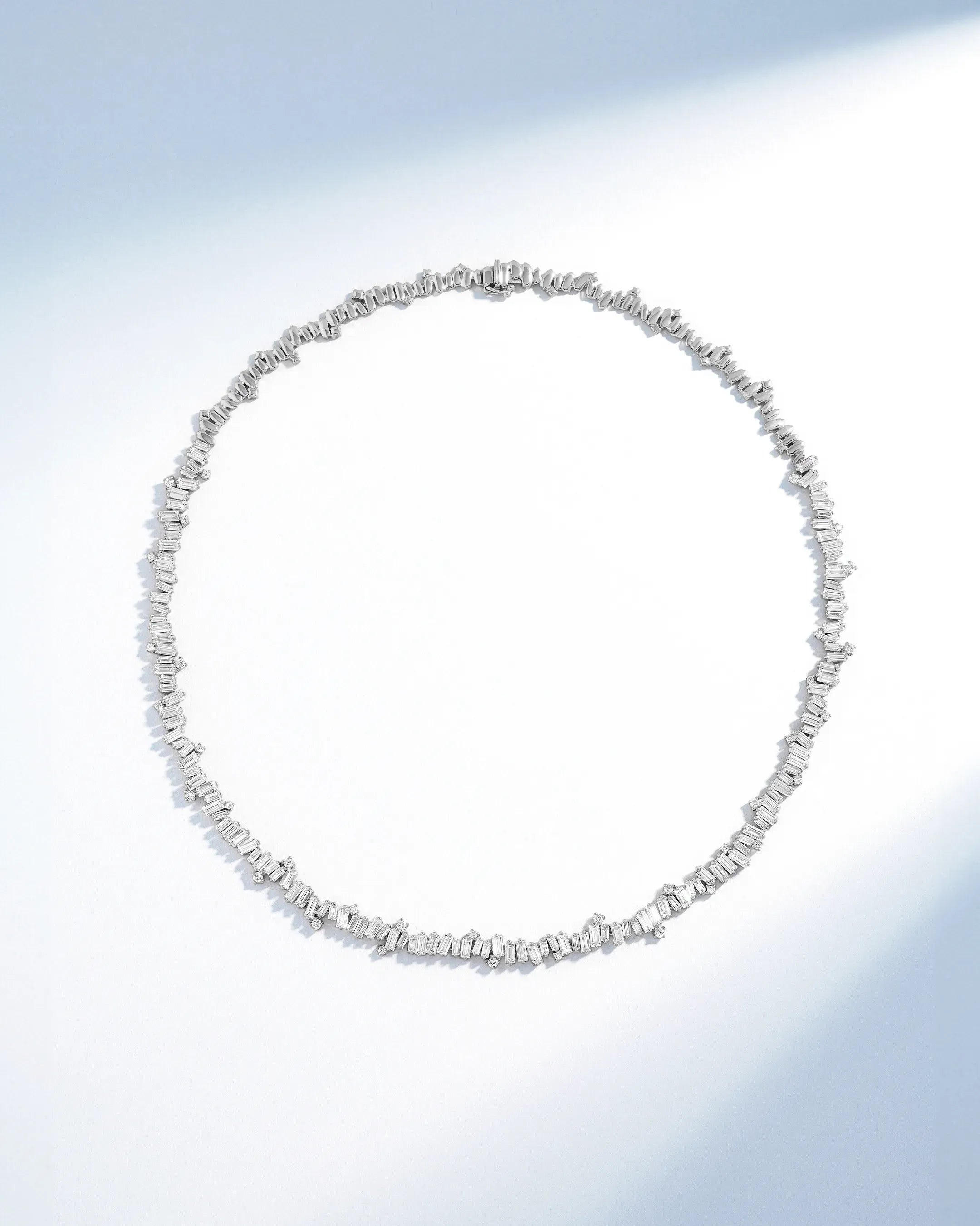 Suzanne Kalan Bold Burst Diamond Tennis Necklace in 18k white gold
