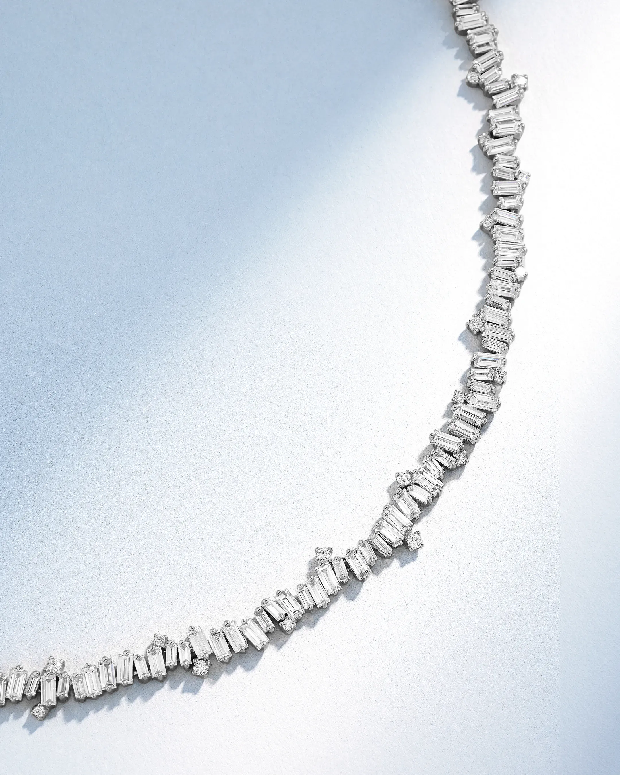 Suzanne Kalan Bold Burst Diamond Tennis Necklace in 18k white gold