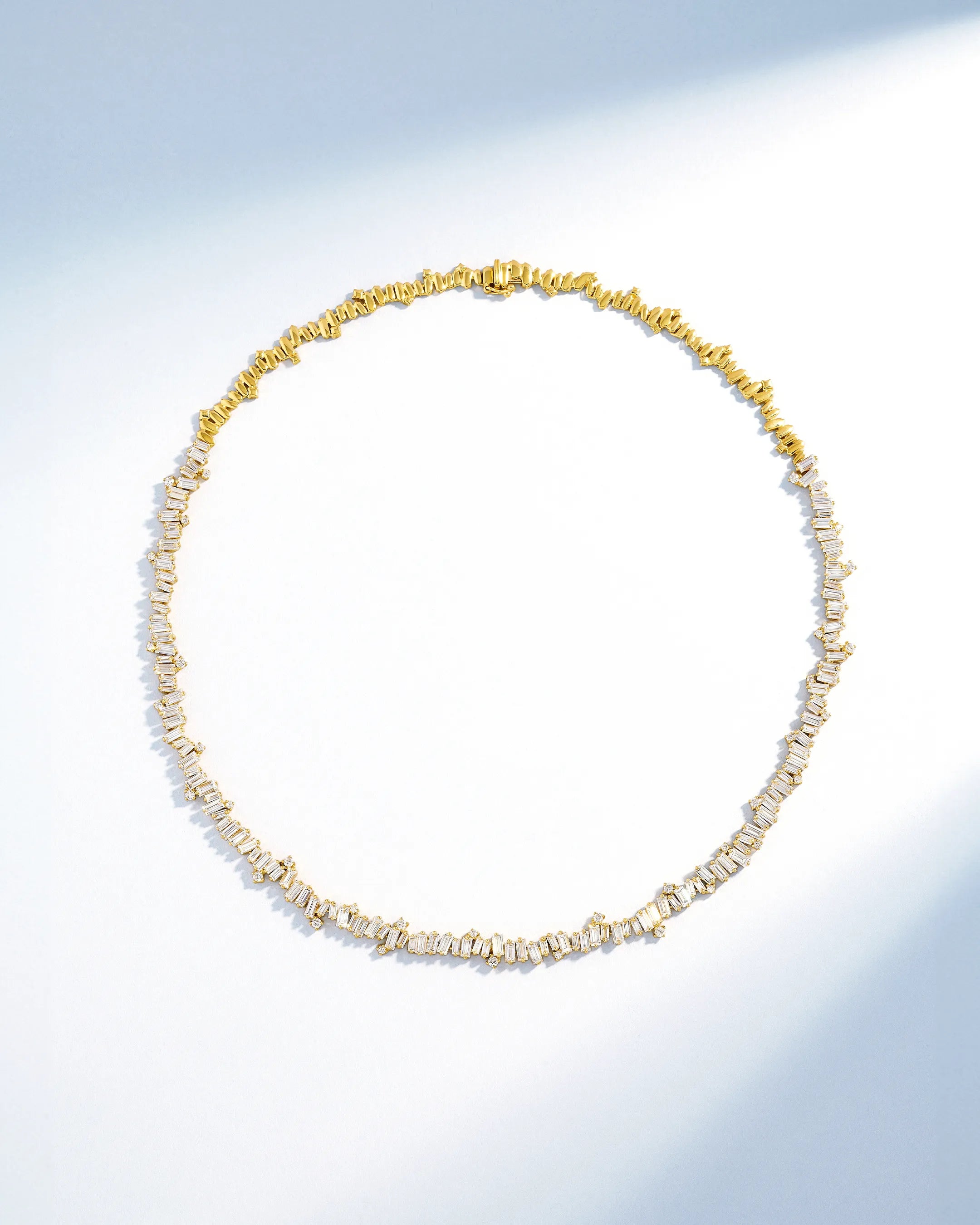 Suzanne Kalan Bold Burst Diamond Tennis Necklace in 18k yellow gold