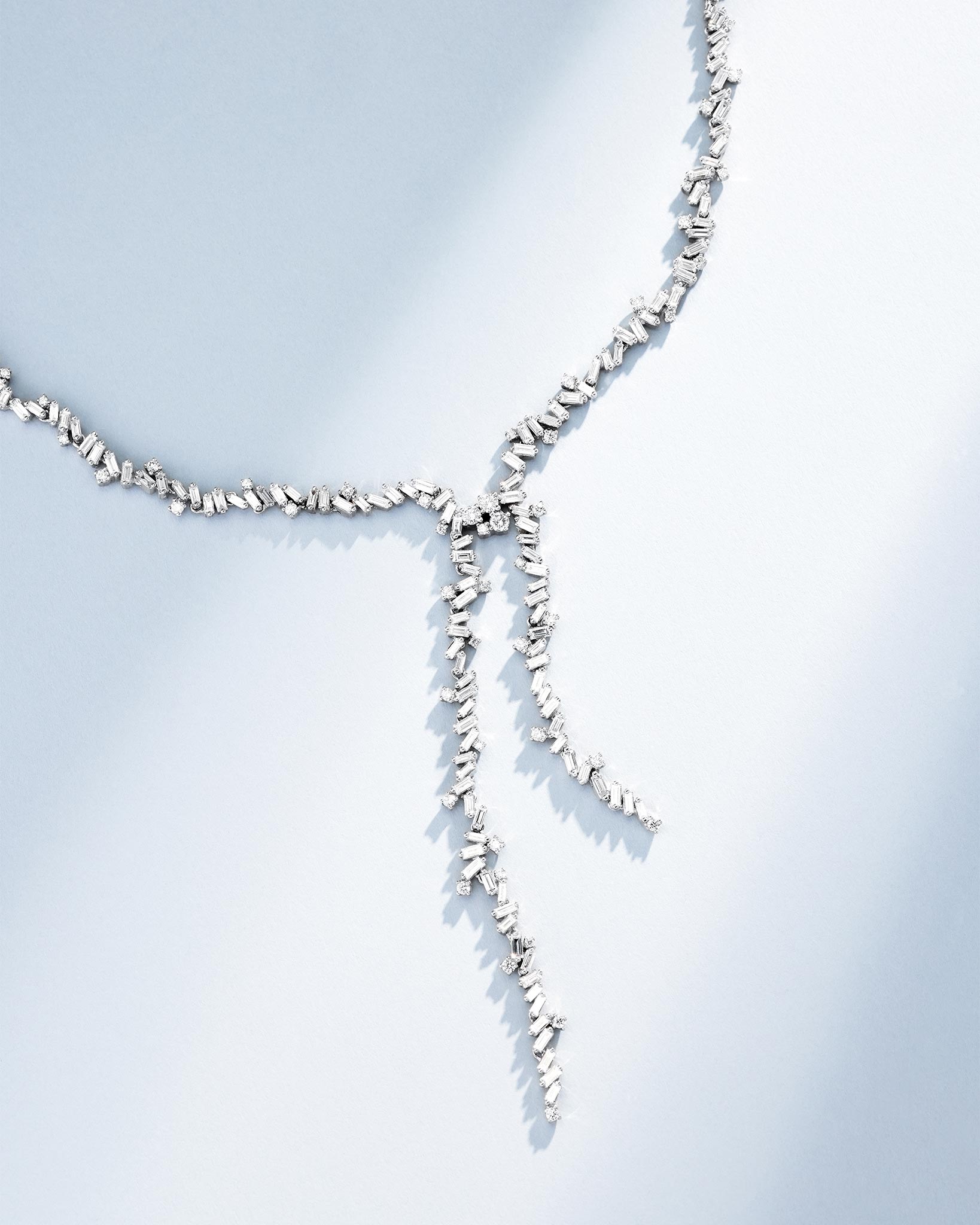 Suzanne Kalan Classic Diamond Lariat Drop Necklace in 18k white gold