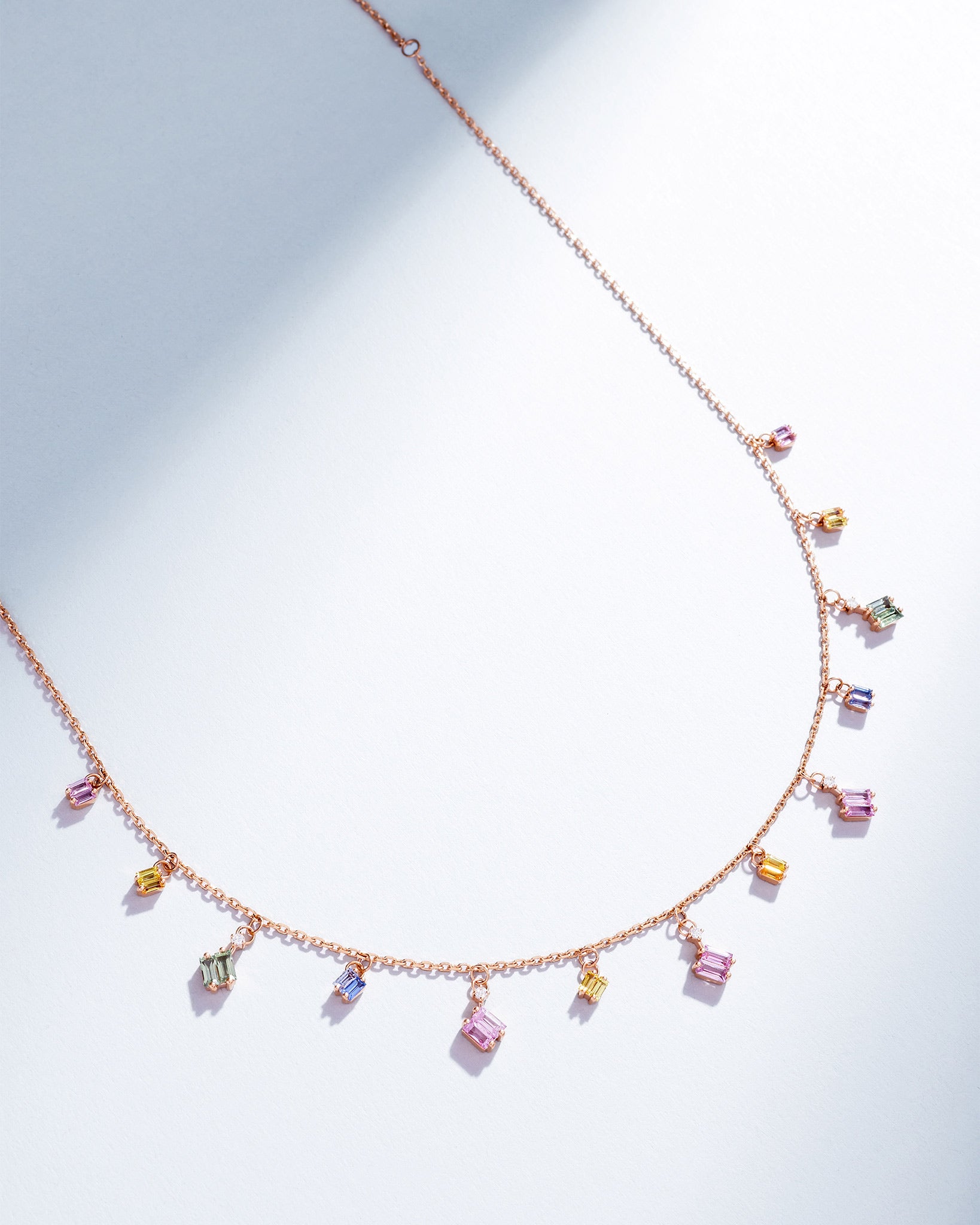 Suzanne Kalan Bold Pastel Sapphire Cascade Necklace in 18k rose gold