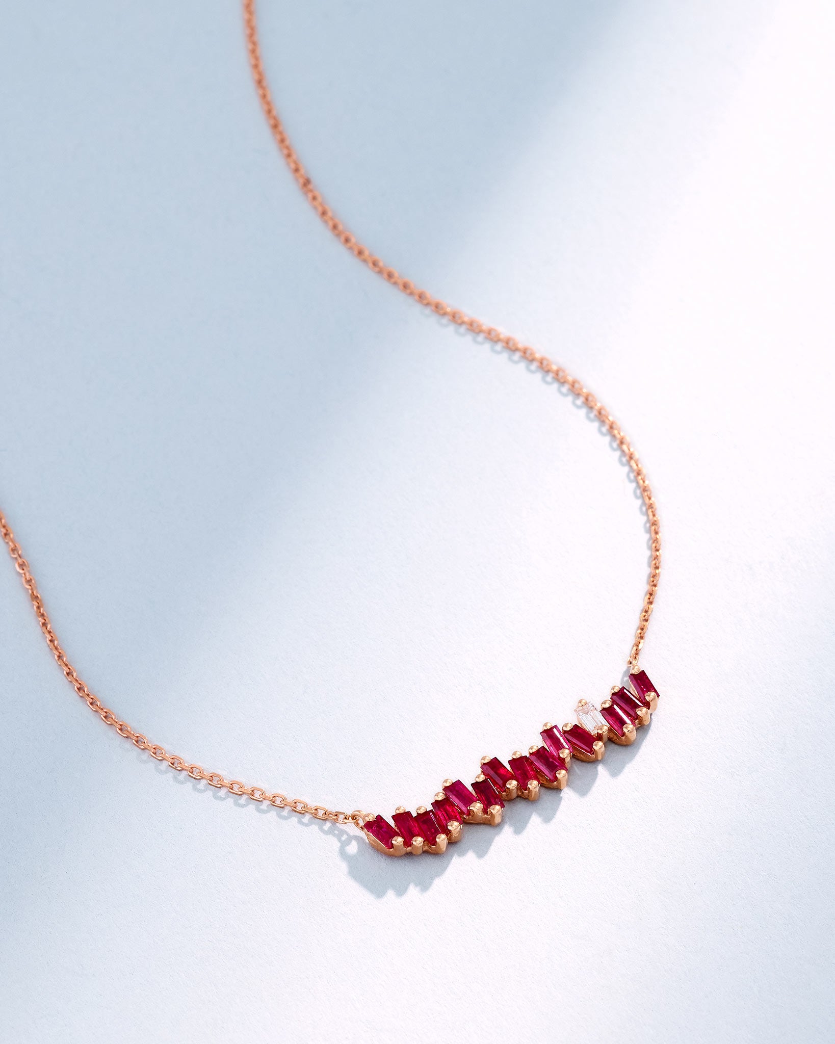 Suzanne Kalan Bold Ruby Bar Pendant in 18k rose gold