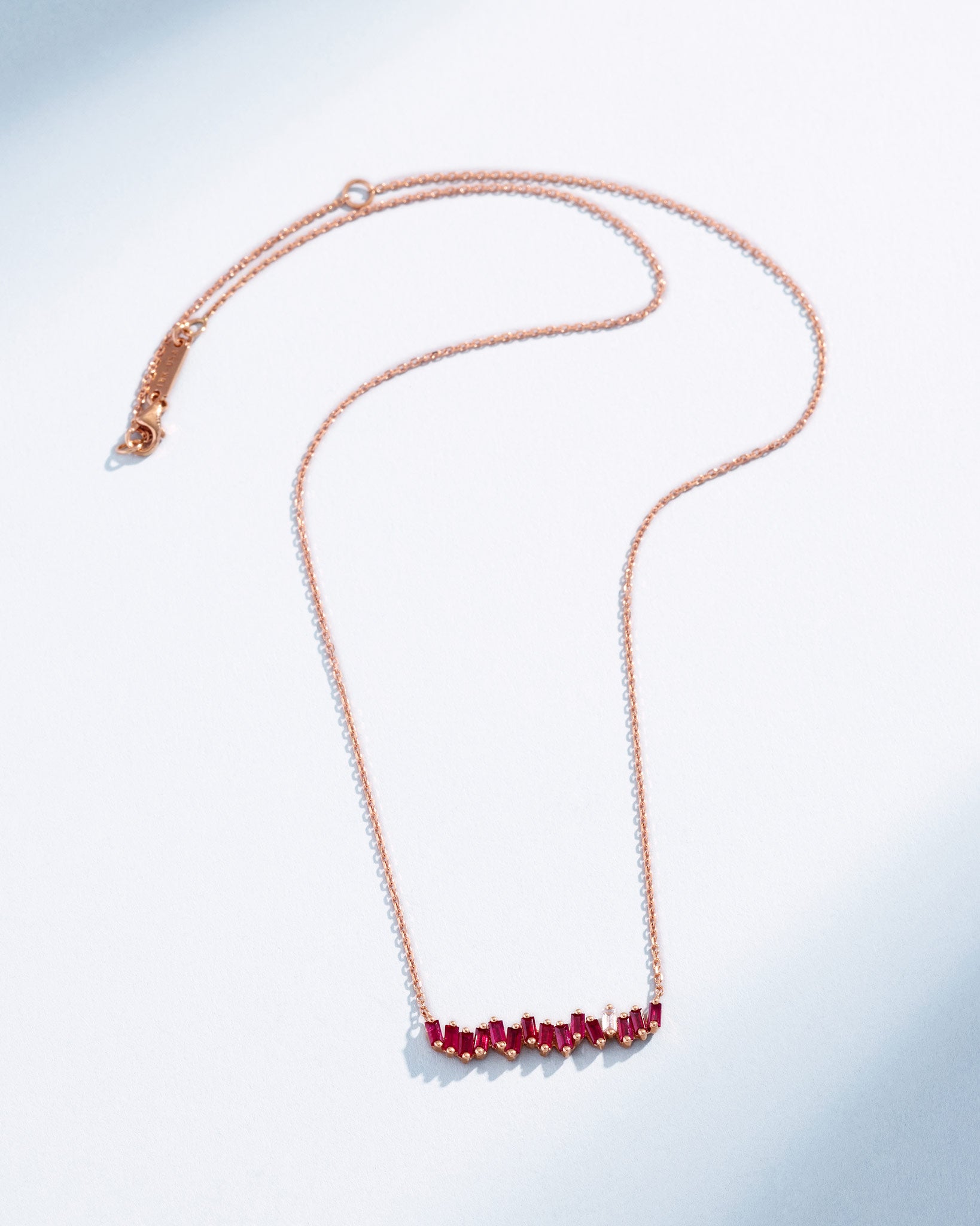 Suzanne Kalan Bold Ruby Bar Pendant in 18k rose gold