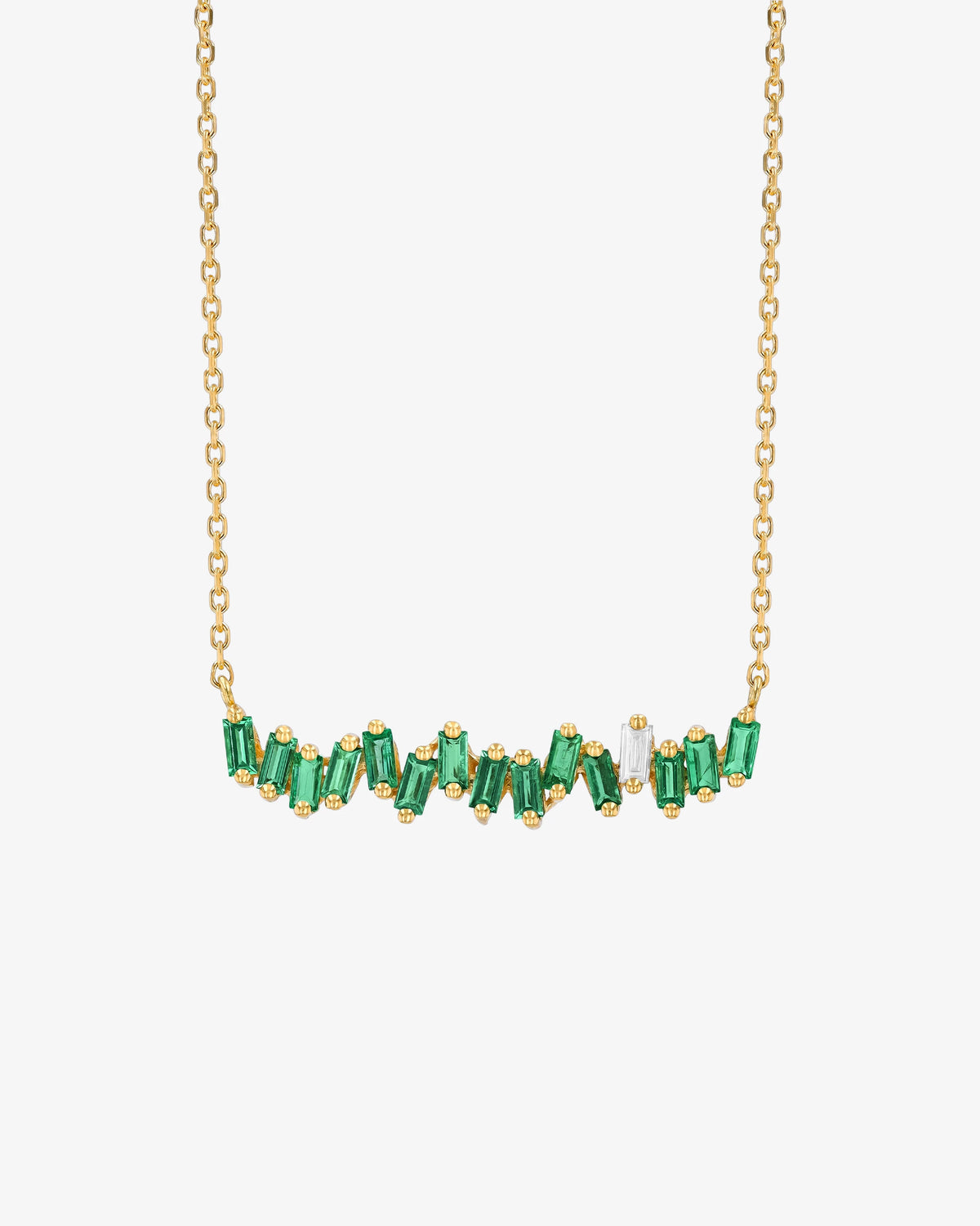 Suzanne Kalan Bold Emerald Bar Pendant in 18k yellow gold