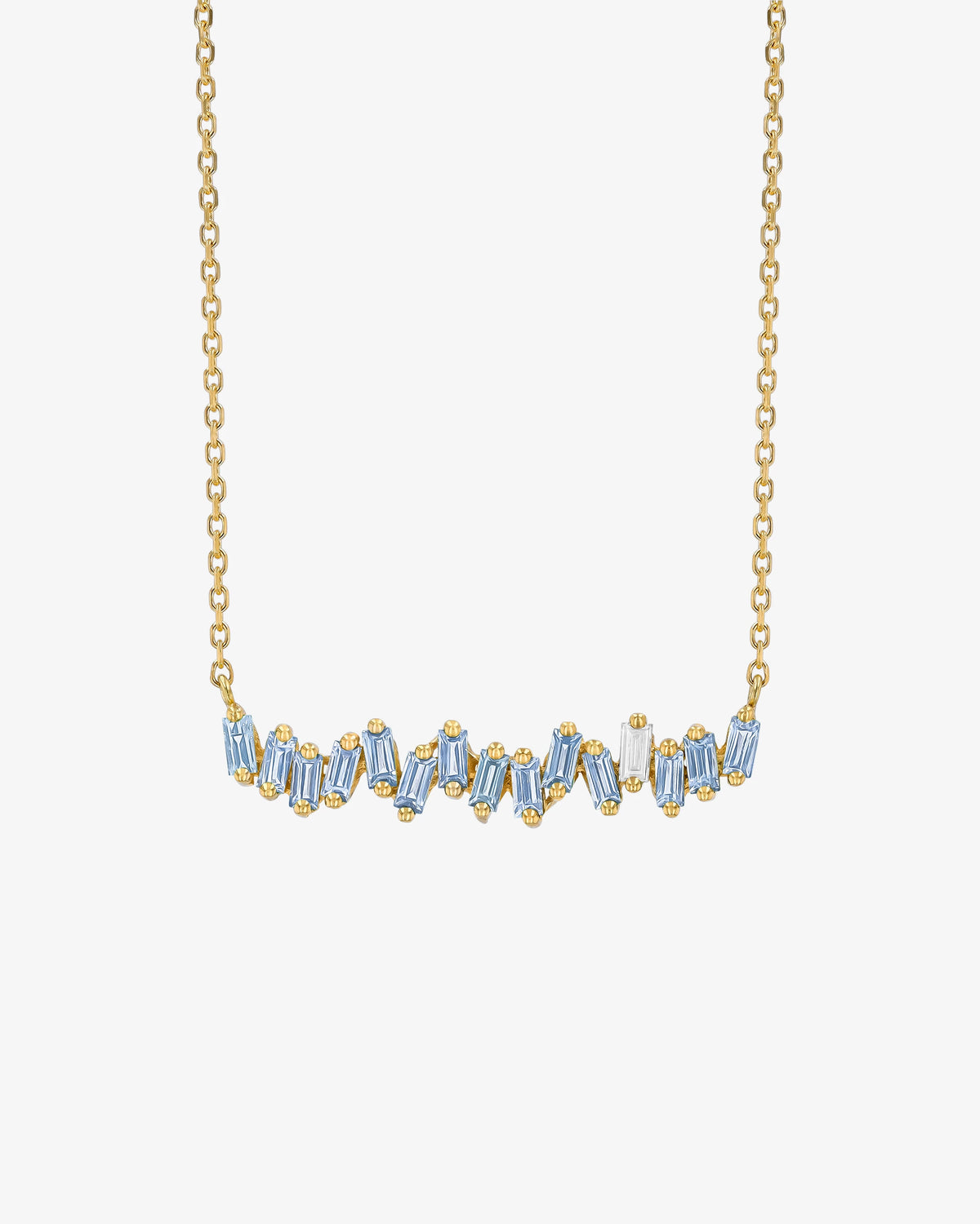 Suzanne Kalan Bold Light Blue Sapphire Bar Pendant in 18k yellow gold