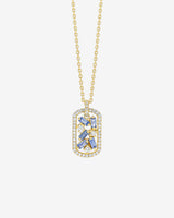 Suzanne Kalan Frenzy Light Blue Sapphire Mini Dog Tag Pendant in 18k yellow gold