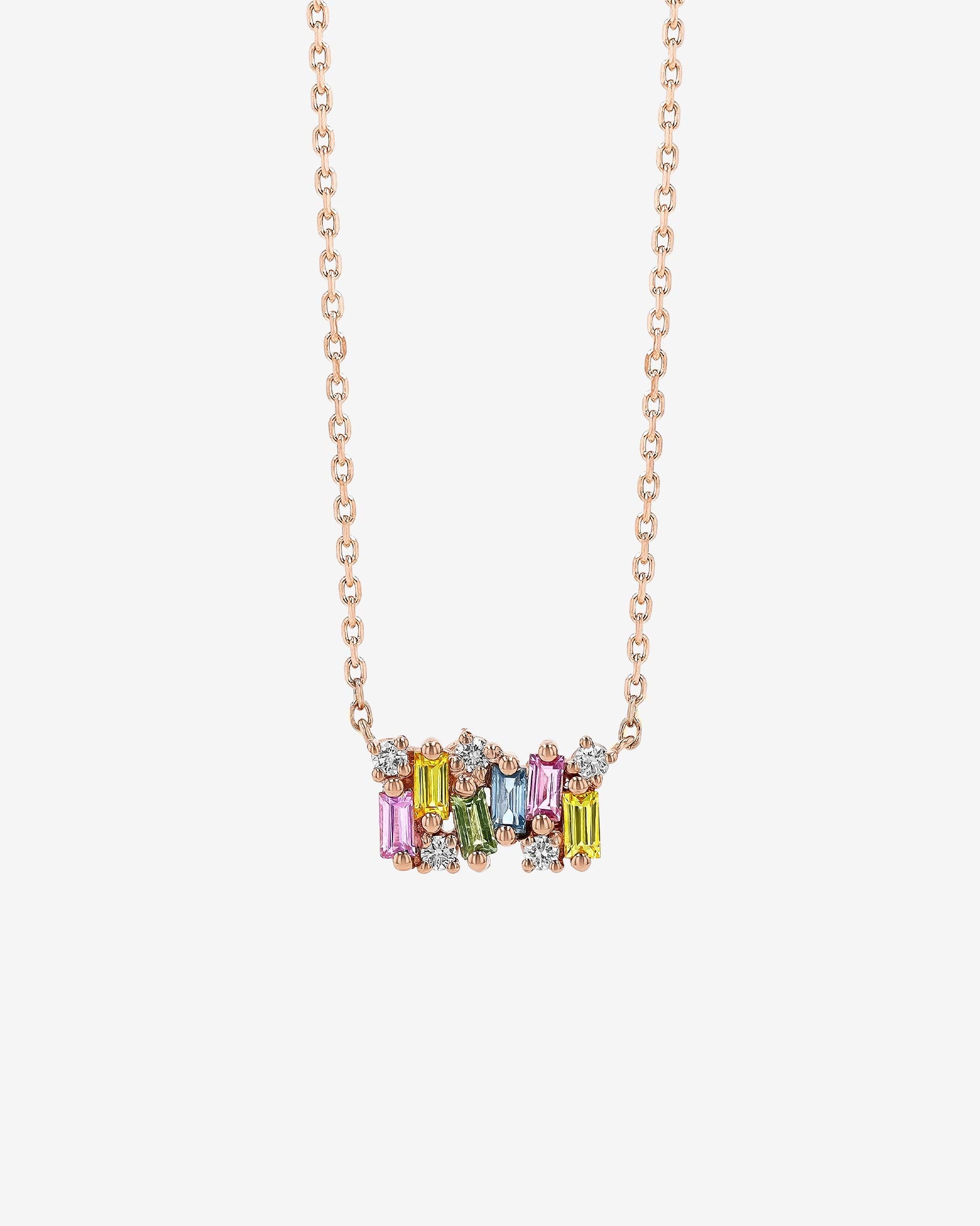 Suzanne Kalan Shimmer Pastel Sapphire Mini Bar Pendant in 18k rose gold