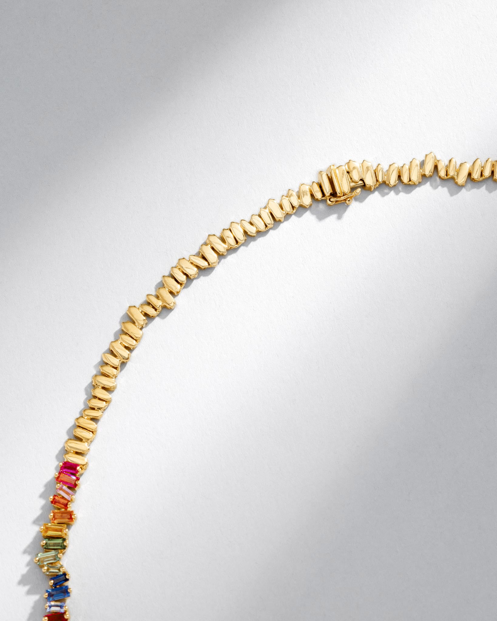 Suzanne Kalan Bold Rainbow Sapphire Tennis Necklace in 18k yellow gold