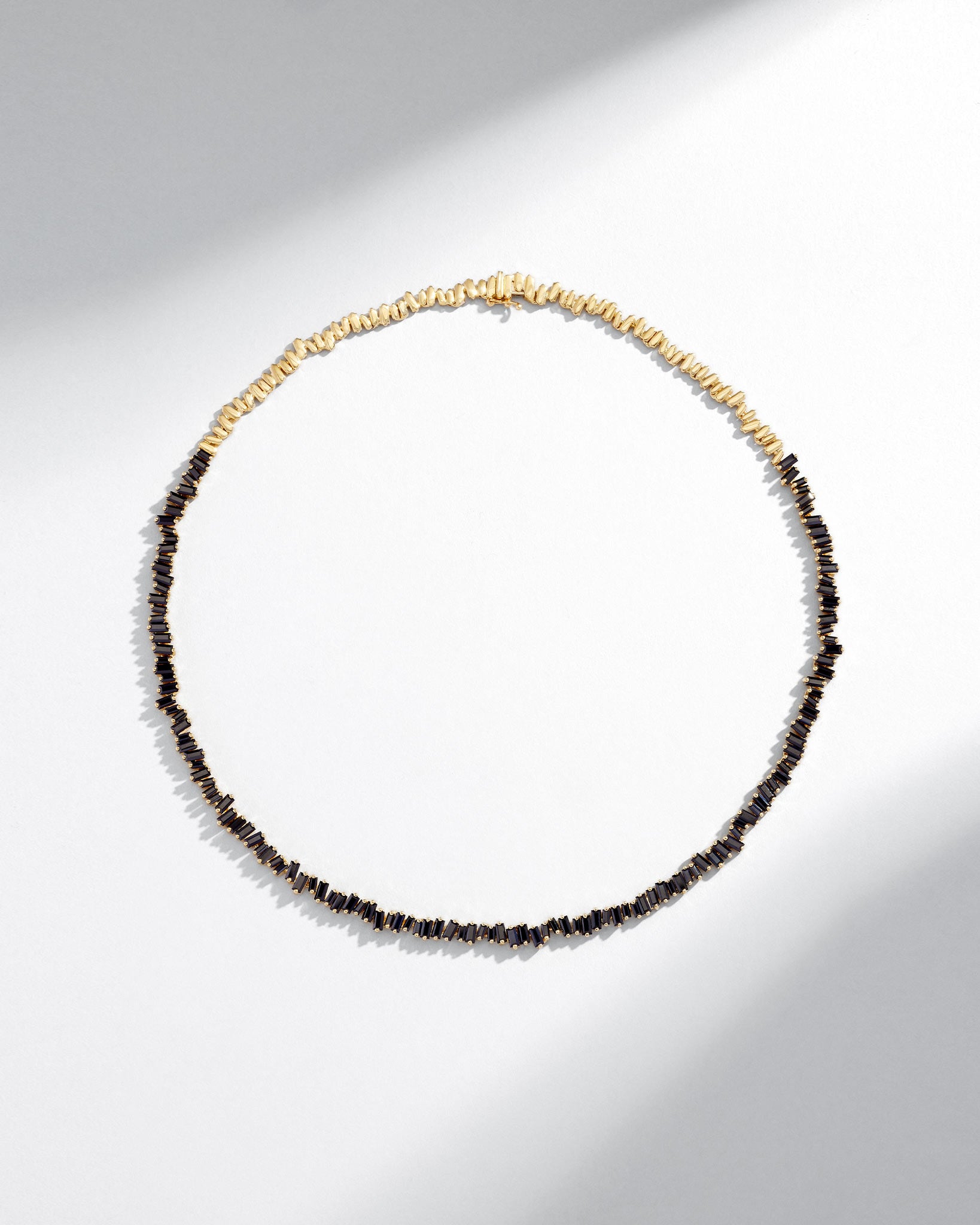 Suzanne Kalan Bold Black Sapphire Tennis Necklace in 18k yellow gold