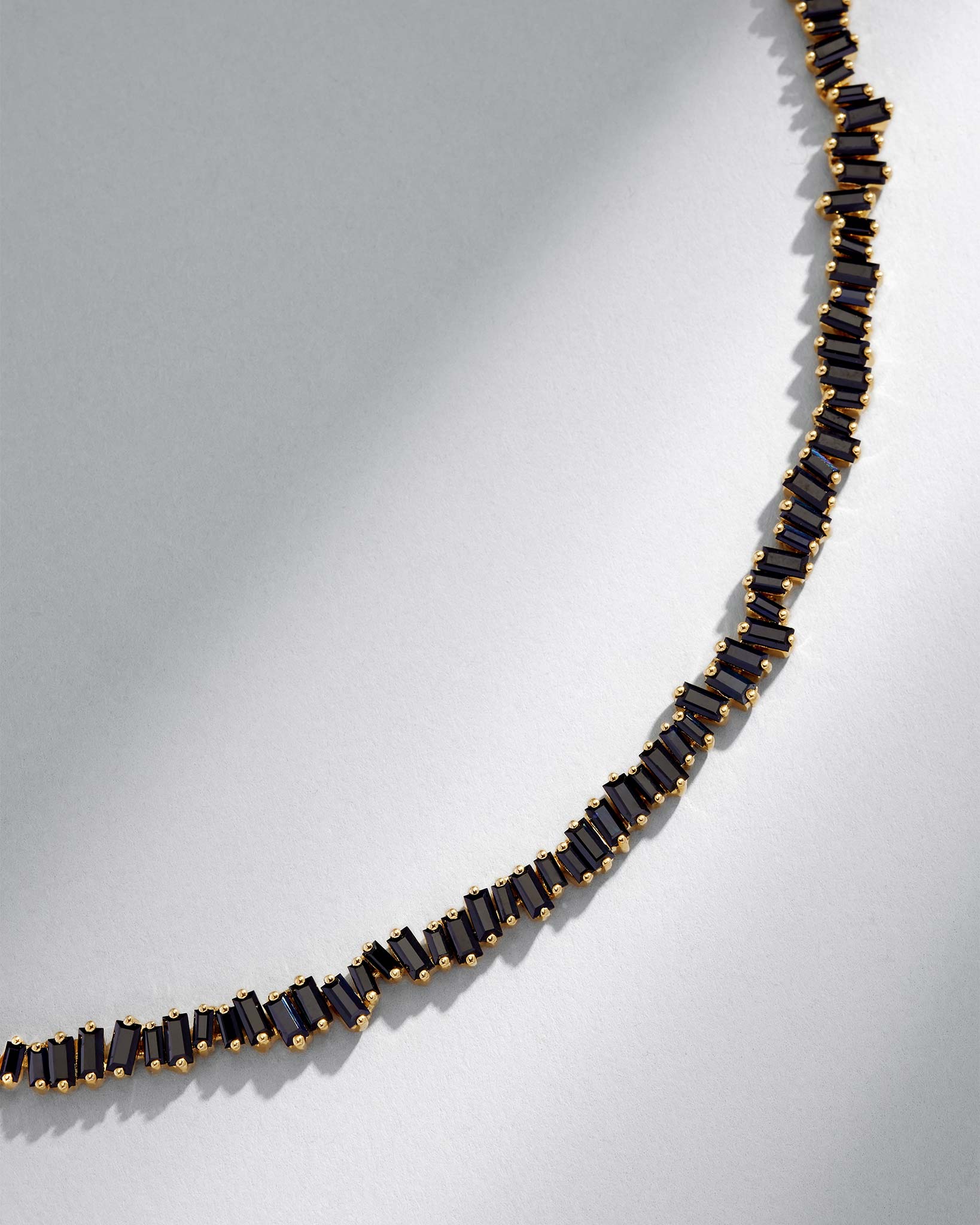 Suzanne Kalan Bold Black Sapphire Tennis Necklace in 18k yellow gold