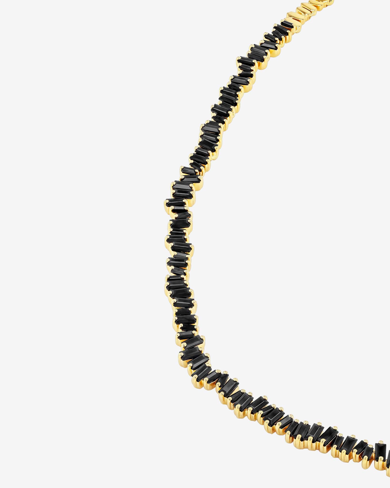 Suzanne Kalan Bold Black Sapphire Tennis Necklace in 18k yellow gold