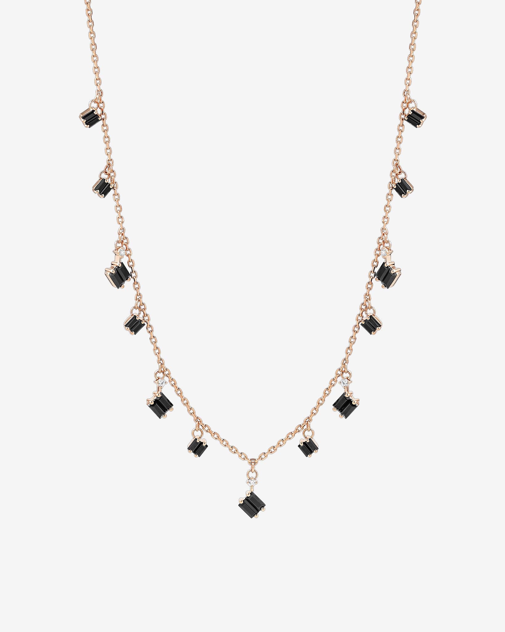 Suzanne Kalan Black Sapphire Cascade Necklace in 18k rose gold
