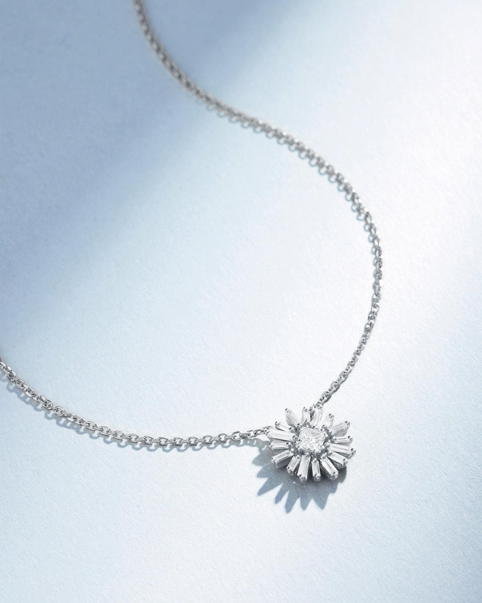 Suzanne Kalan Princess Diamond Mini Spark Pendant in 18k white gold