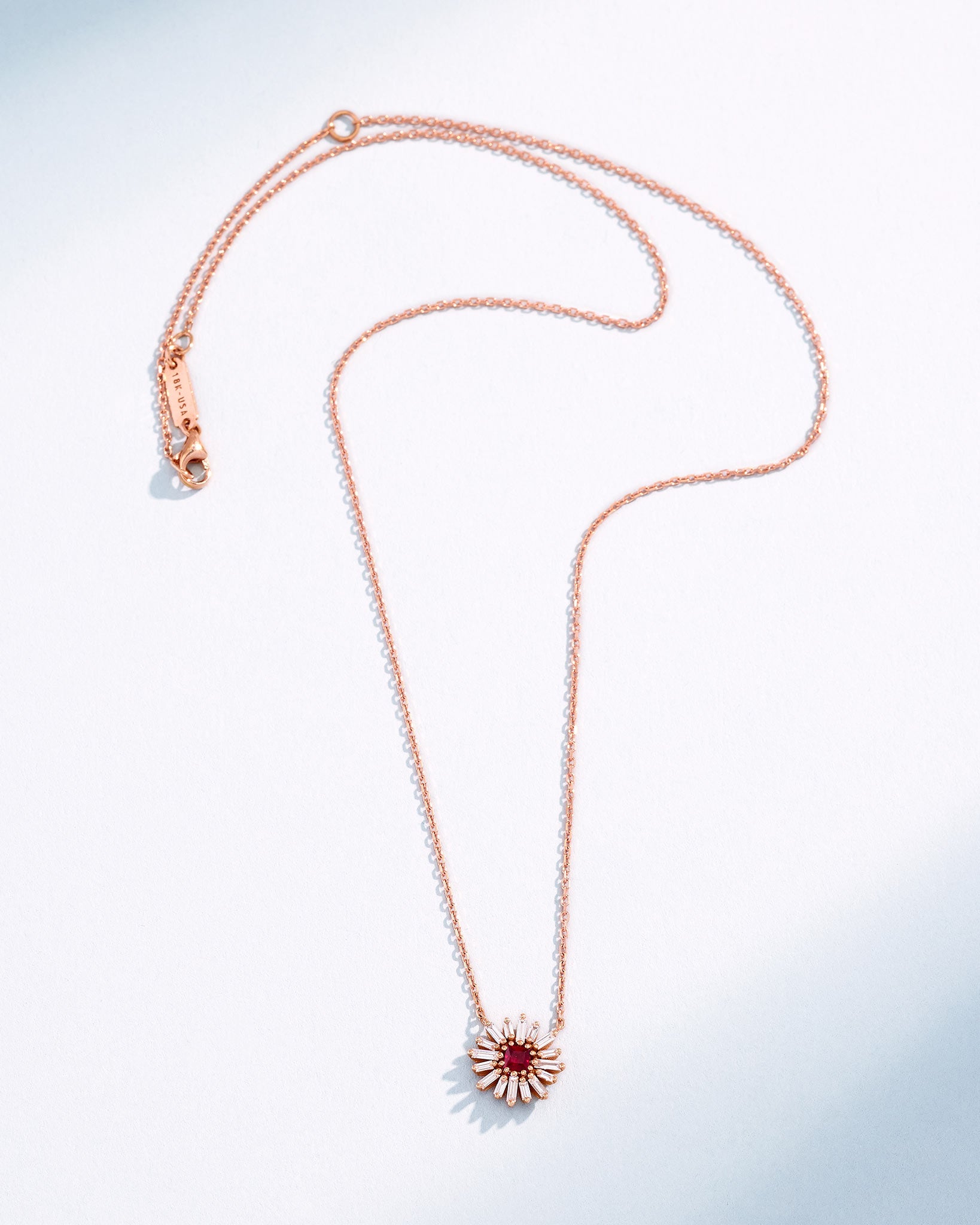 Suzanne Kalan Princess Ruby Mini Spark Pendant in 18k rose gold