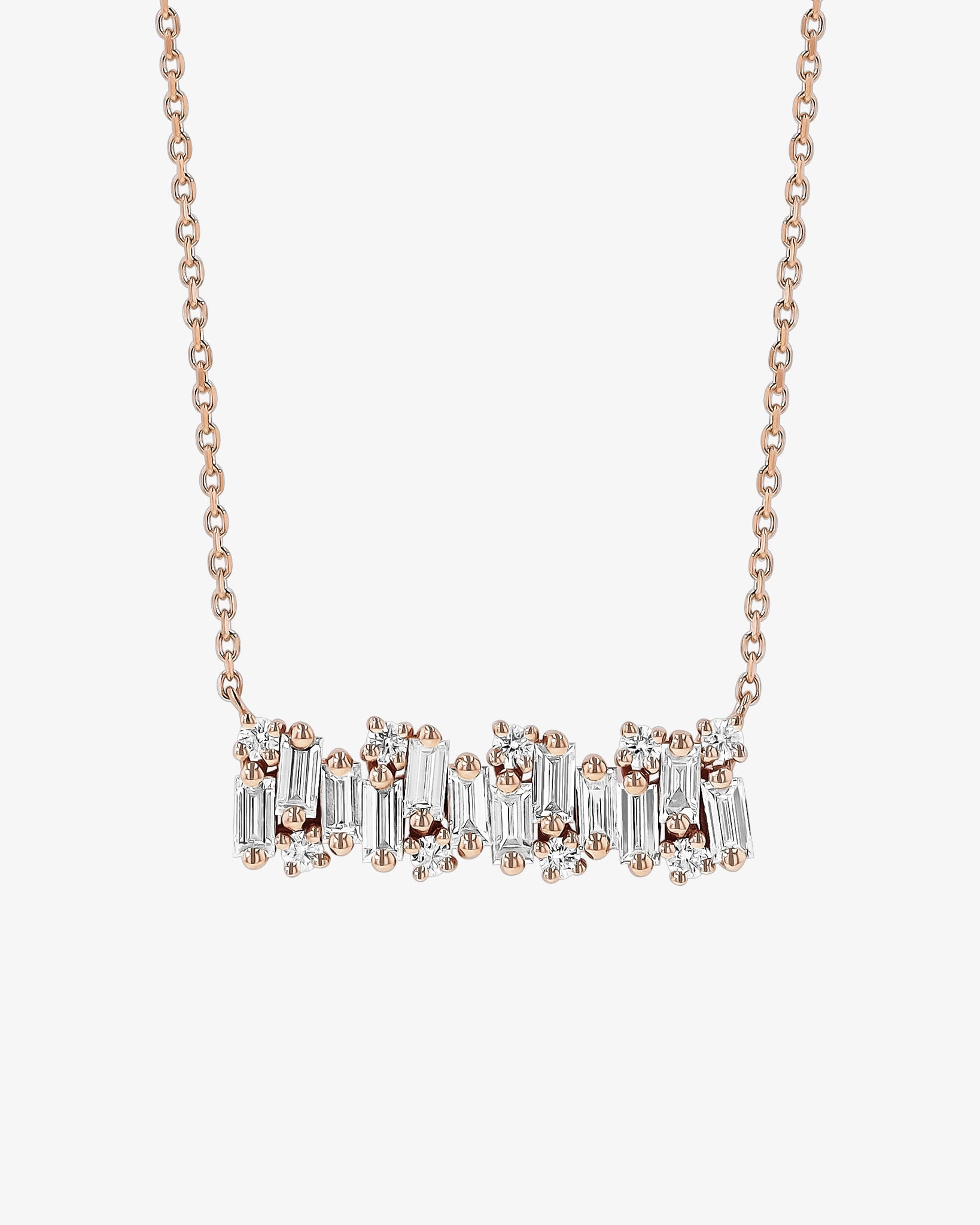 Suzanne Kalan Shimmer Diamond Bar Pendant in 18k rose gold